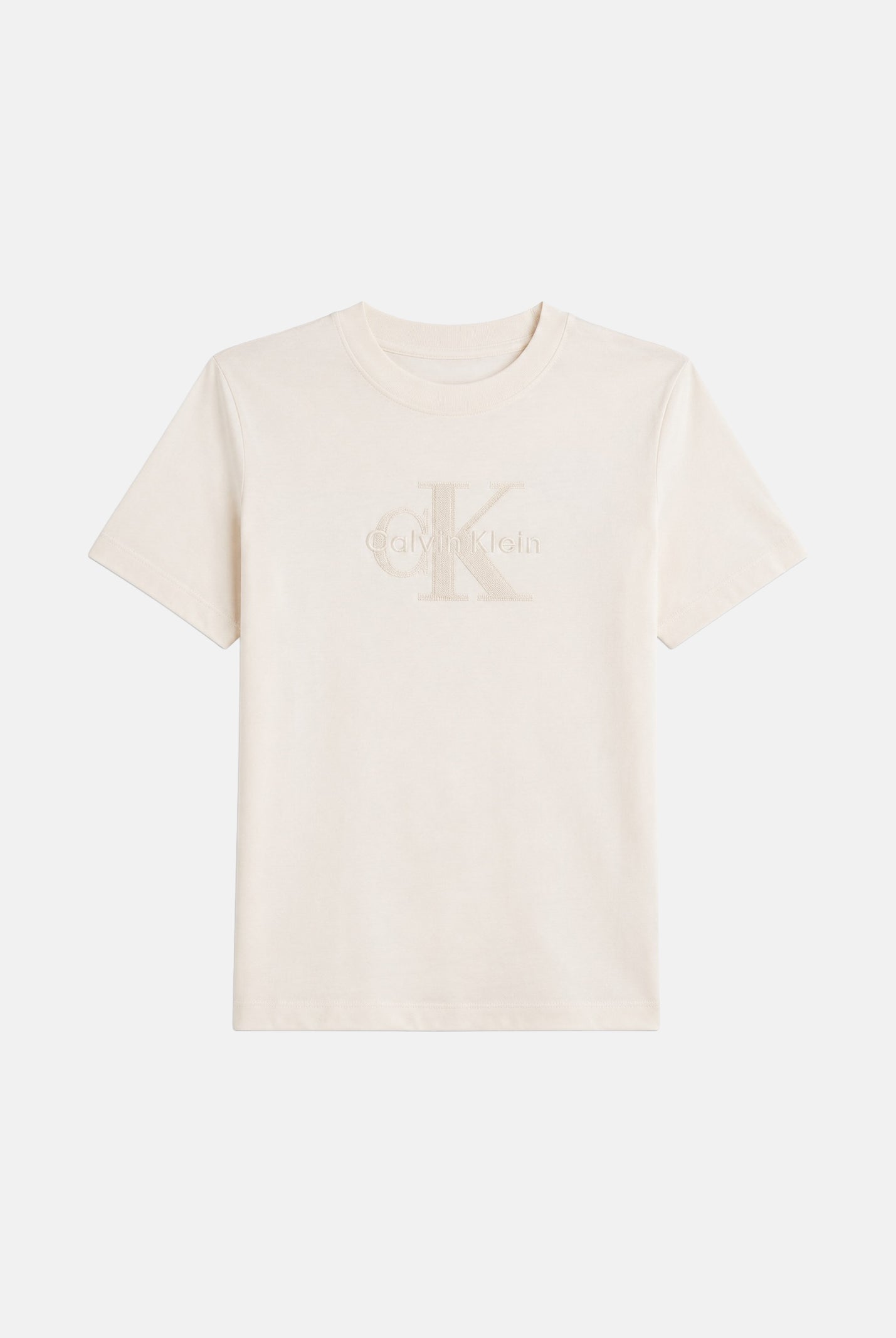 CALVIN KLEIN JEANS T-shirt SS BABY TERRY, hero panna da donna <BR/>con maxi monogramma CK tono su tono LV047G829G YAS CALVIN KLEIN JEANS