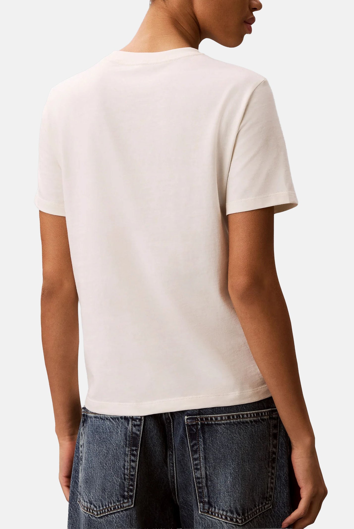 CALVIN KLEIN JEANS T-shirt SS BABY TERRY, hero panna da donna <BR/>con maxi monogramma CK tono su tono LV047G829G YAS CALVIN KLEIN JEANS