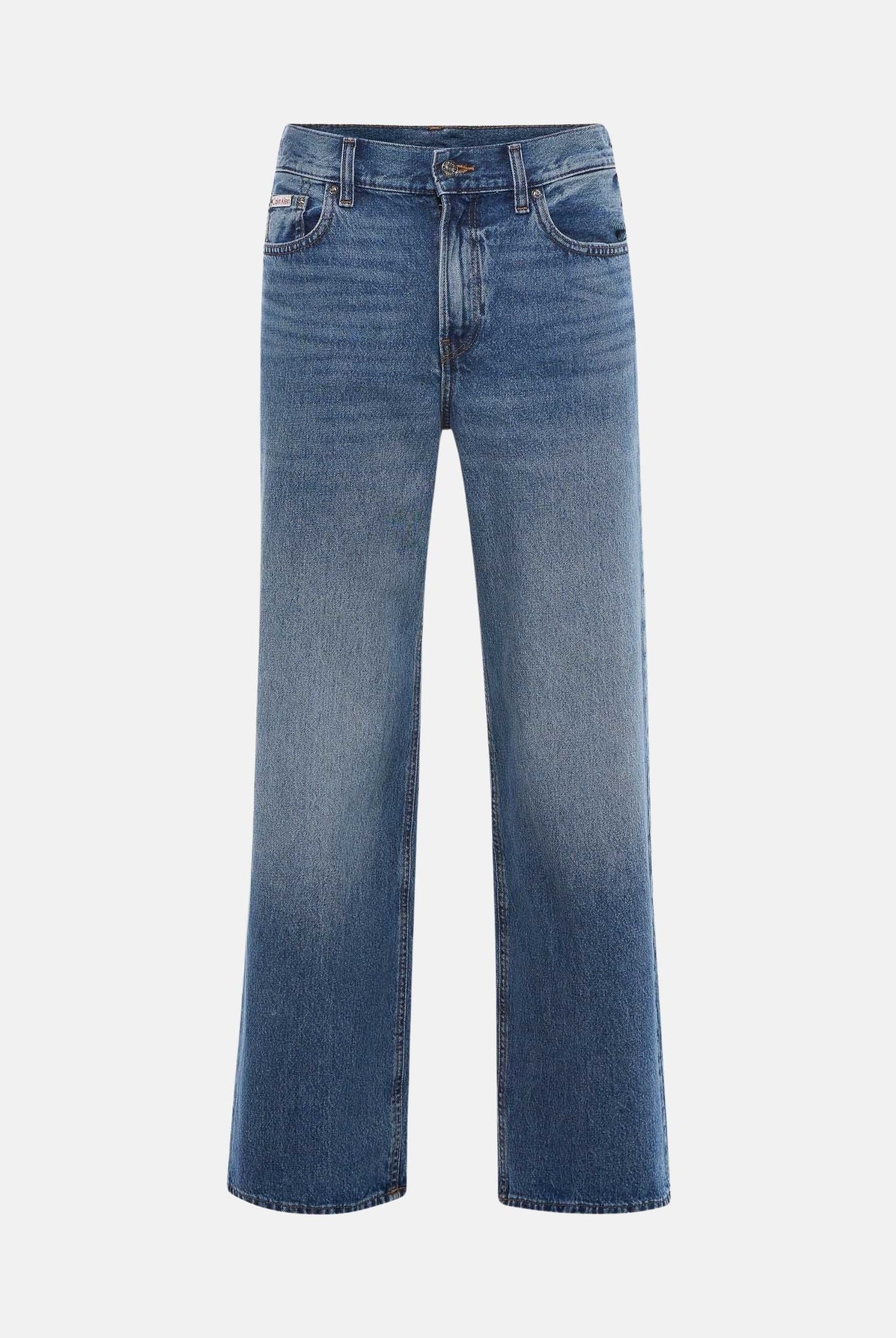 CALVIN KLEIN JEANS Jeans airway blu da donna con lavaggio denim effetto used e gamba ampia cropped. LV047G912G YRE CALVIN KLEIN JEANS