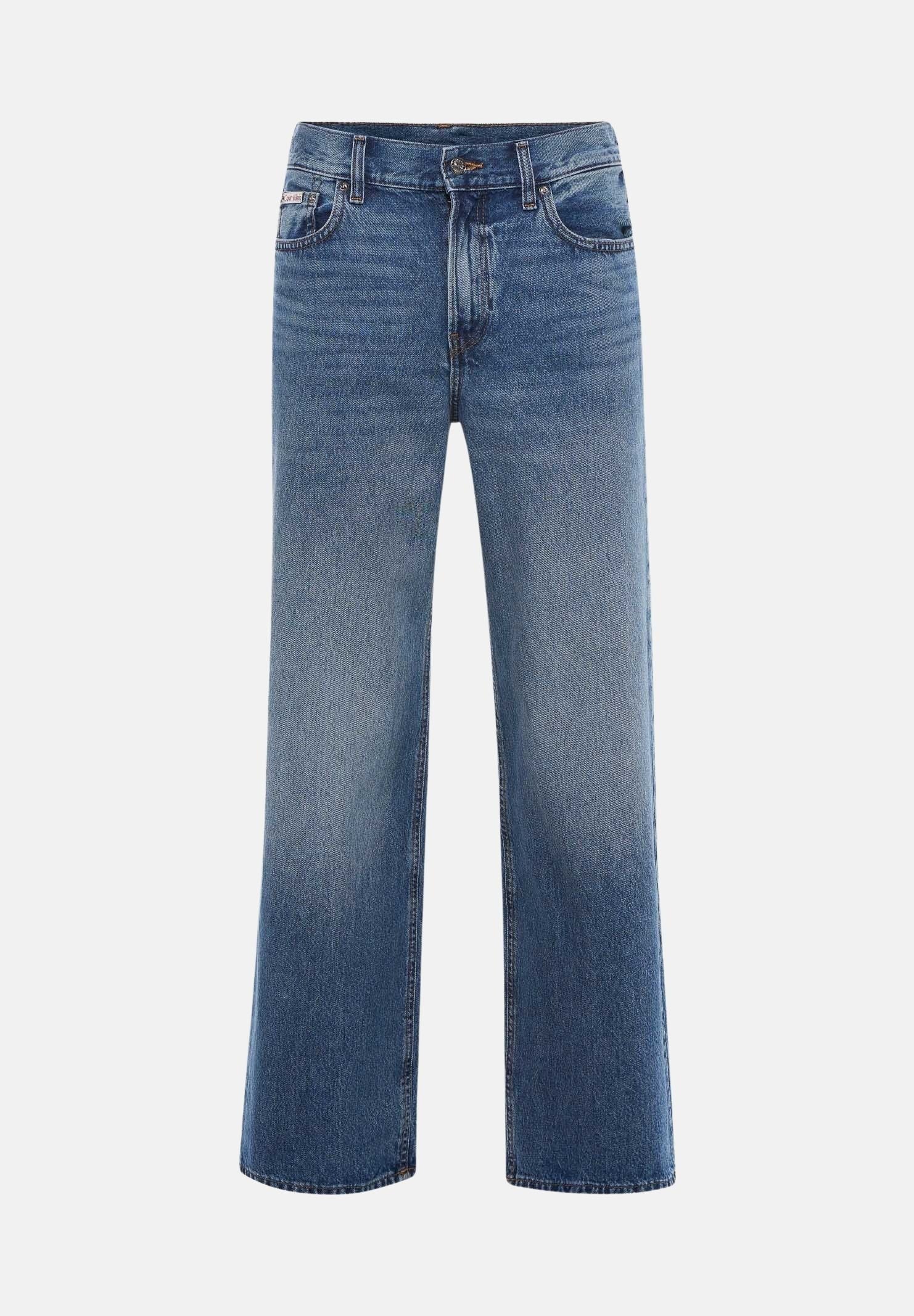CALVIN KLEIN JEANS Jeans airway blu da donna con lavaggio denim effetto used e gamba ampia cropped. LV047G912G YRE CALVIN KLEIN JEANS