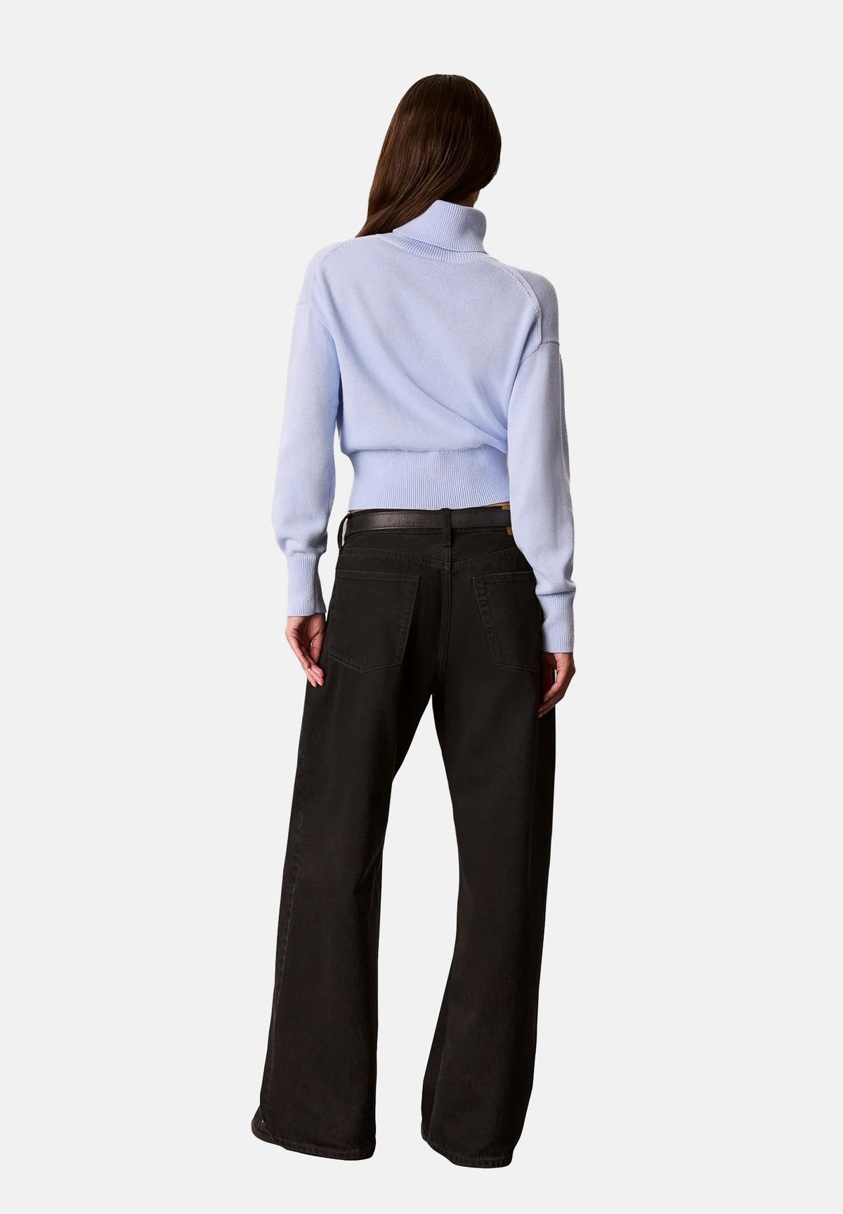 CALVIN KLEIN JEANS Maglione a collo alto LS LOGO TNECK Sweet Blue azzurro pastello da donna LV047H329G C3Q CALVIN KLEIN JEANS