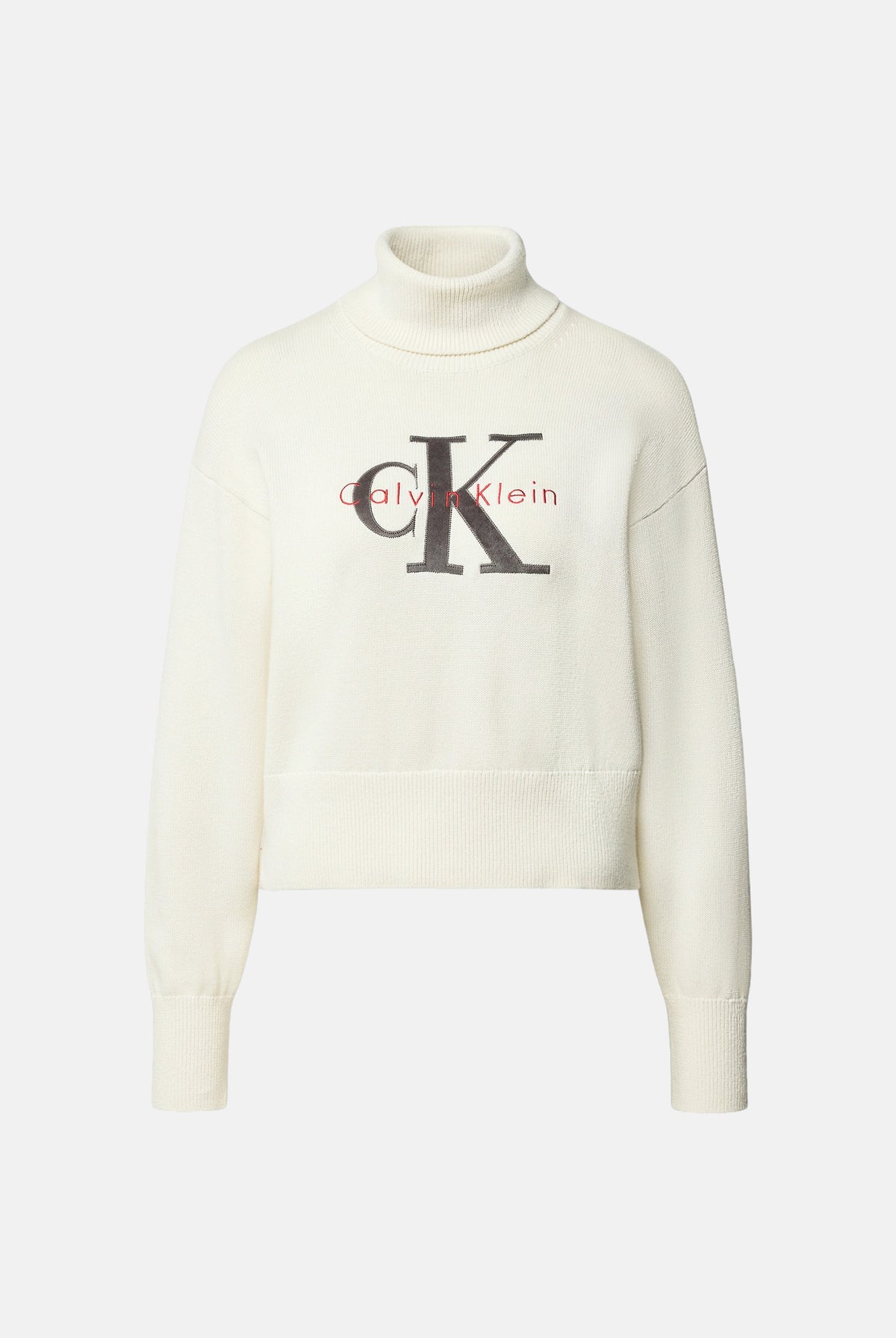 CALVIN KLEIN JEANS Maglione a collo alto LS LOGO TNECK Tofu bianco panna da donna LV047H329G YAS CALVIN KLEIN JEANS