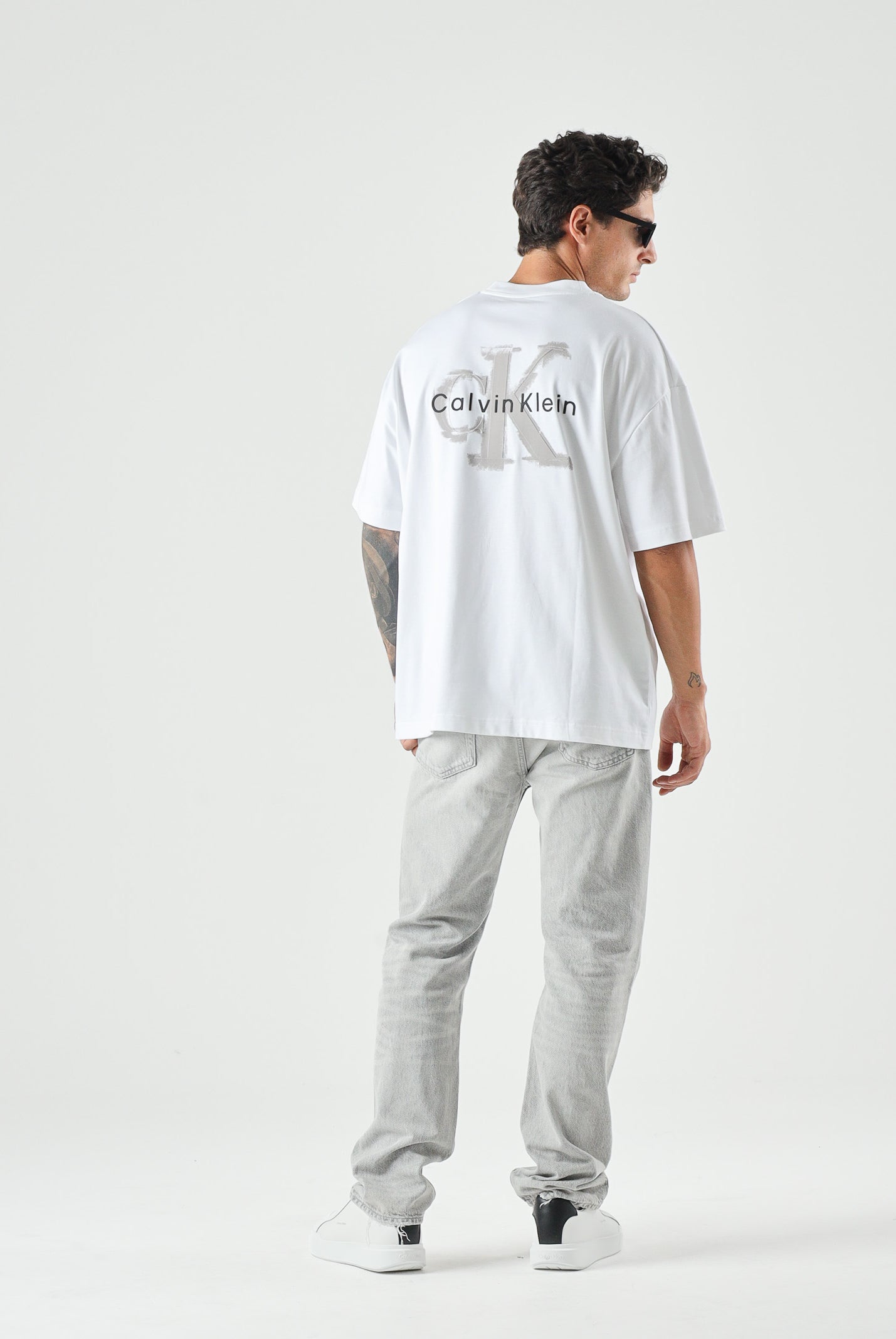 CALVIN KLEIN JEANS T-shirt EMBOSSED bright white bianca da uomo<BR/> LV04RAB806 YAF CALVIN KLEIN JEANS
