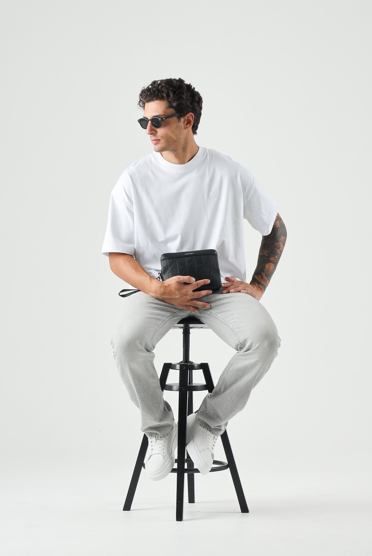 CALVIN KLEIN JEANS T-shirt EMBOSSED bright white bianca da uomo<BR/> LV04RAB806 YAF CALVIN KLEIN JEANS