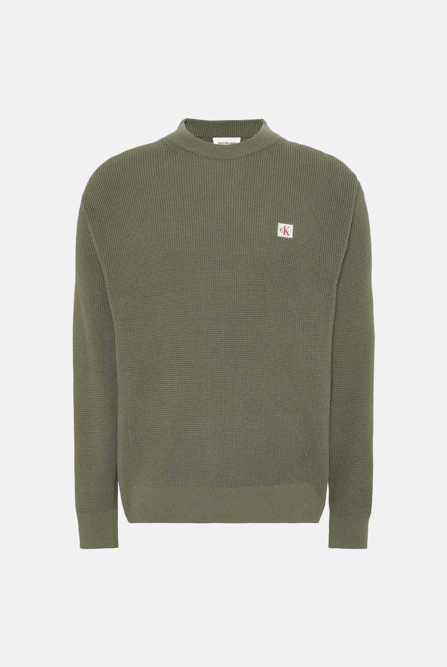 CALVIN KLEIN JEANS Maglione in cotone a nido d'ape colore Dusty Olive, verde oliva, da uomo LV04RD313G LDY CALVIN KLEIN JEANS
