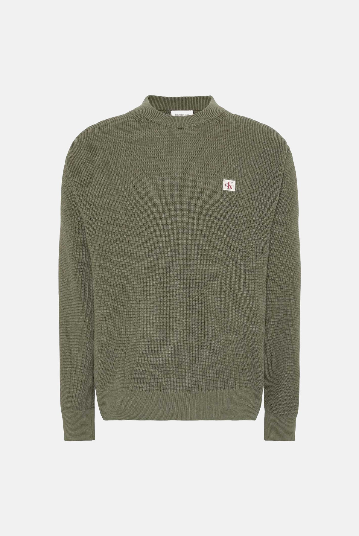 CALVIN KLEIN JEANS Maglione in cotone a nido d'ape colore Dusty Olive, verde oliva, da uomo LV04RD313G LDY CALVIN KLEIN JEANS