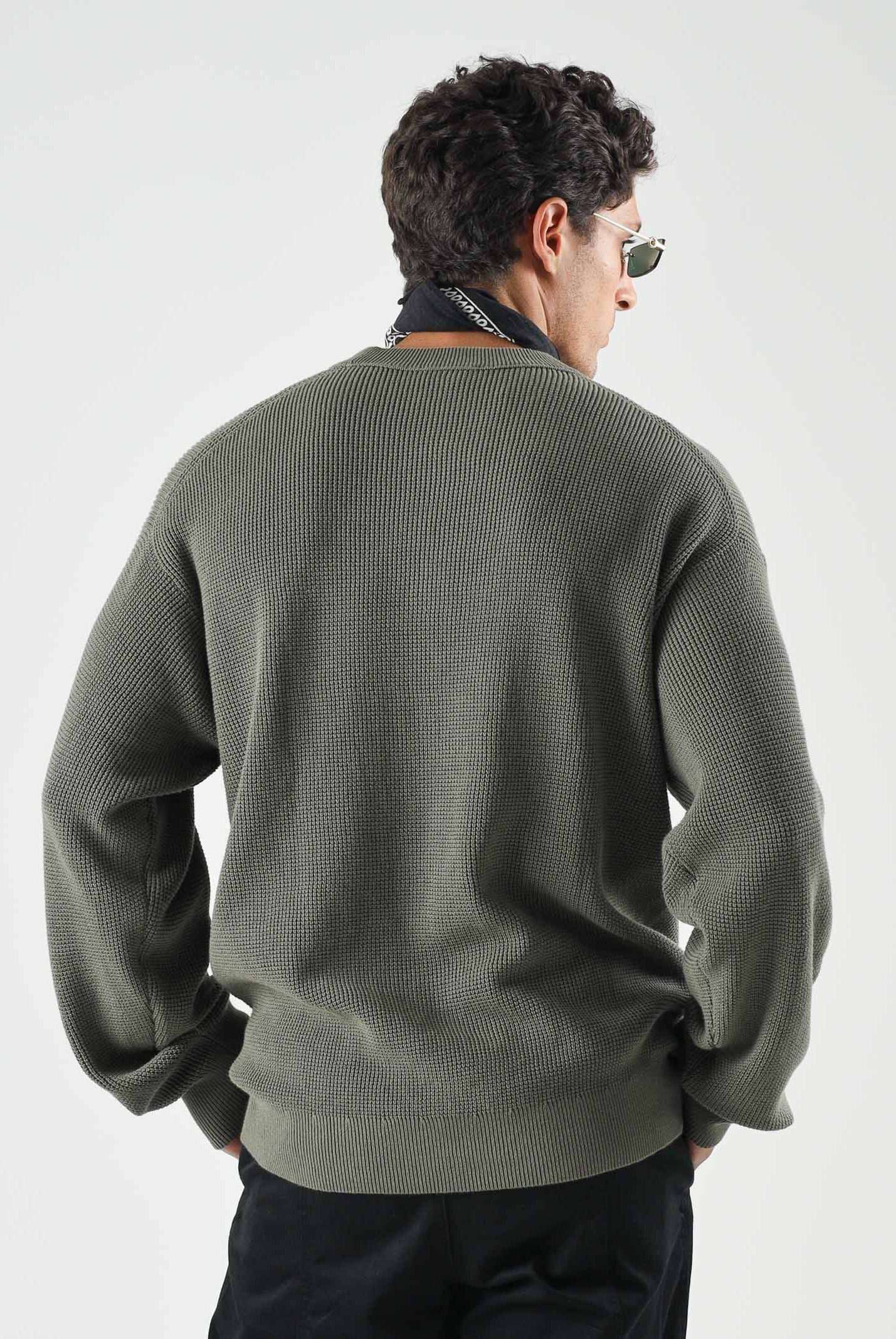 CALVIN KLEIN JEANS Maglione in cotone a nido d'ape colore Dusty Olive, verde oliva, da uomo LV04RD313G LDY CALVIN KLEIN JEANS