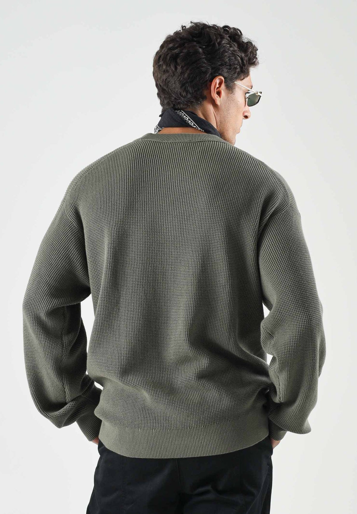 CALVIN KLEIN JEANS Maglione in cotone a nido d'ape colore Dusty Olive, verde oliva, da uomo LV04RD313G LDY CALVIN KLEIN JEANS