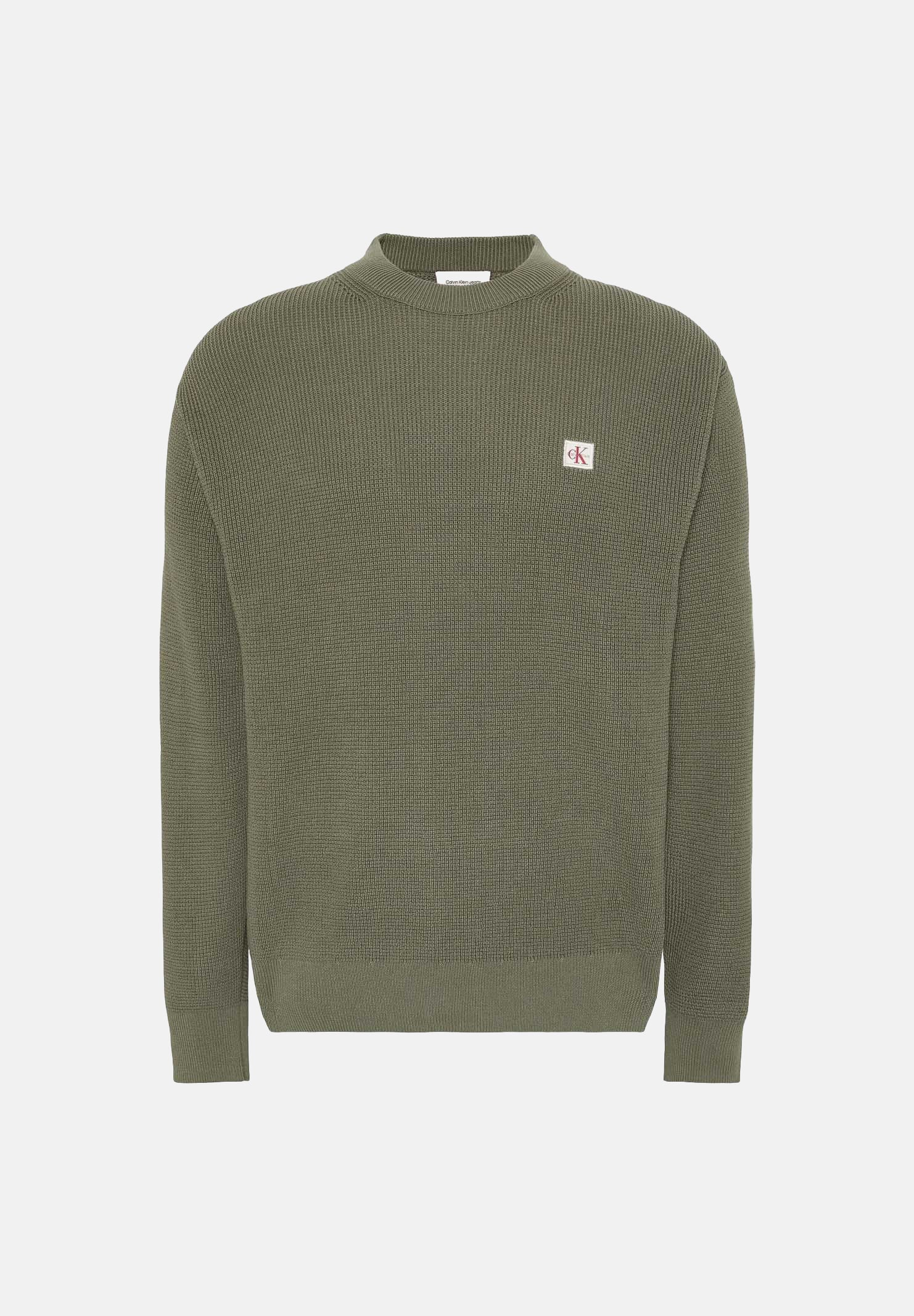 CALVIN KLEIN JEANS Maglione in cotone a nido d'ape colore Dusty Olive, verde oliva, da uomo LV04RD313G LDY CALVIN KLEIN JEANS