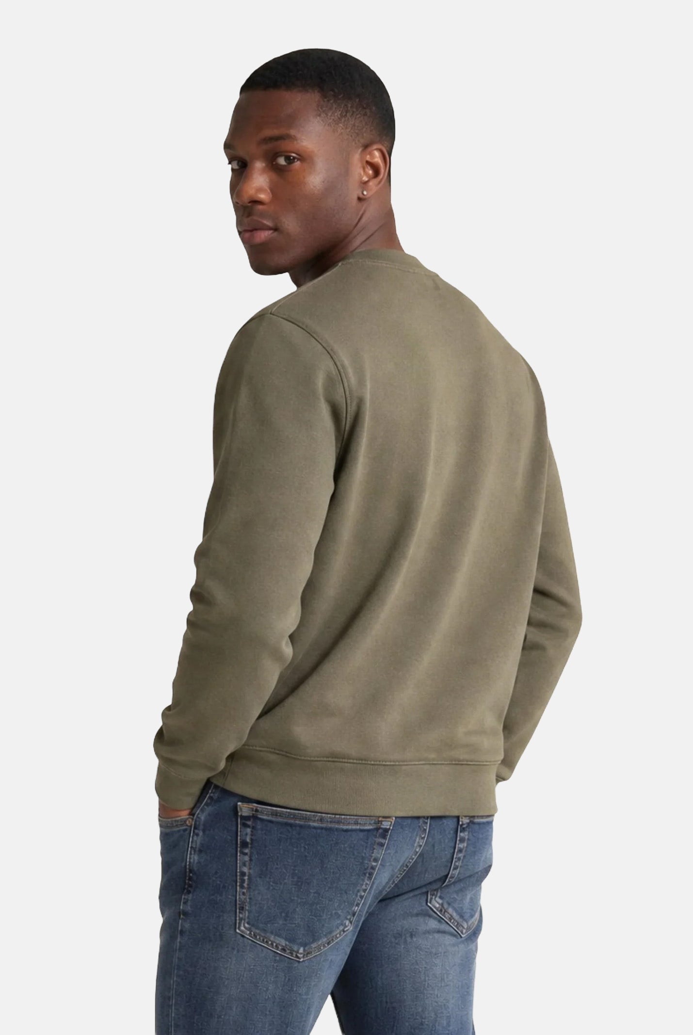 CALVIN KLEIN JEANS Felpa girocollo Dusty Olive, verde oliva, da uomo con patch logo e motivo in tinta unita. LV04RG268G LDY CALVIN KLEIN JEANS