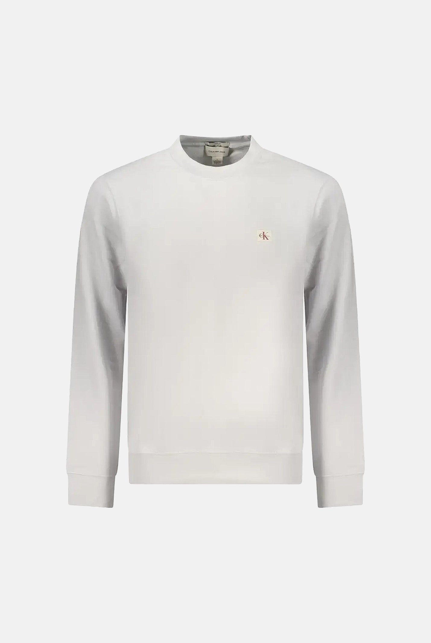 CALVIN KLEIN JEANS Felpa girocollo pumice stone, grigio chiaro da uomo con patch logo LV04RG268G PSX CALVIN KLEIN JEANS