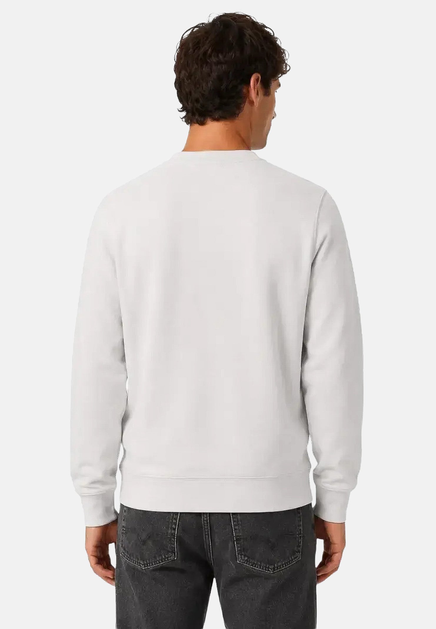 CALVIN KLEIN JEANS Felpa girocollo pumice stone, grigio chiaro da uomo con patch logo LV04RG268G PSX CALVIN KLEIN JEANS