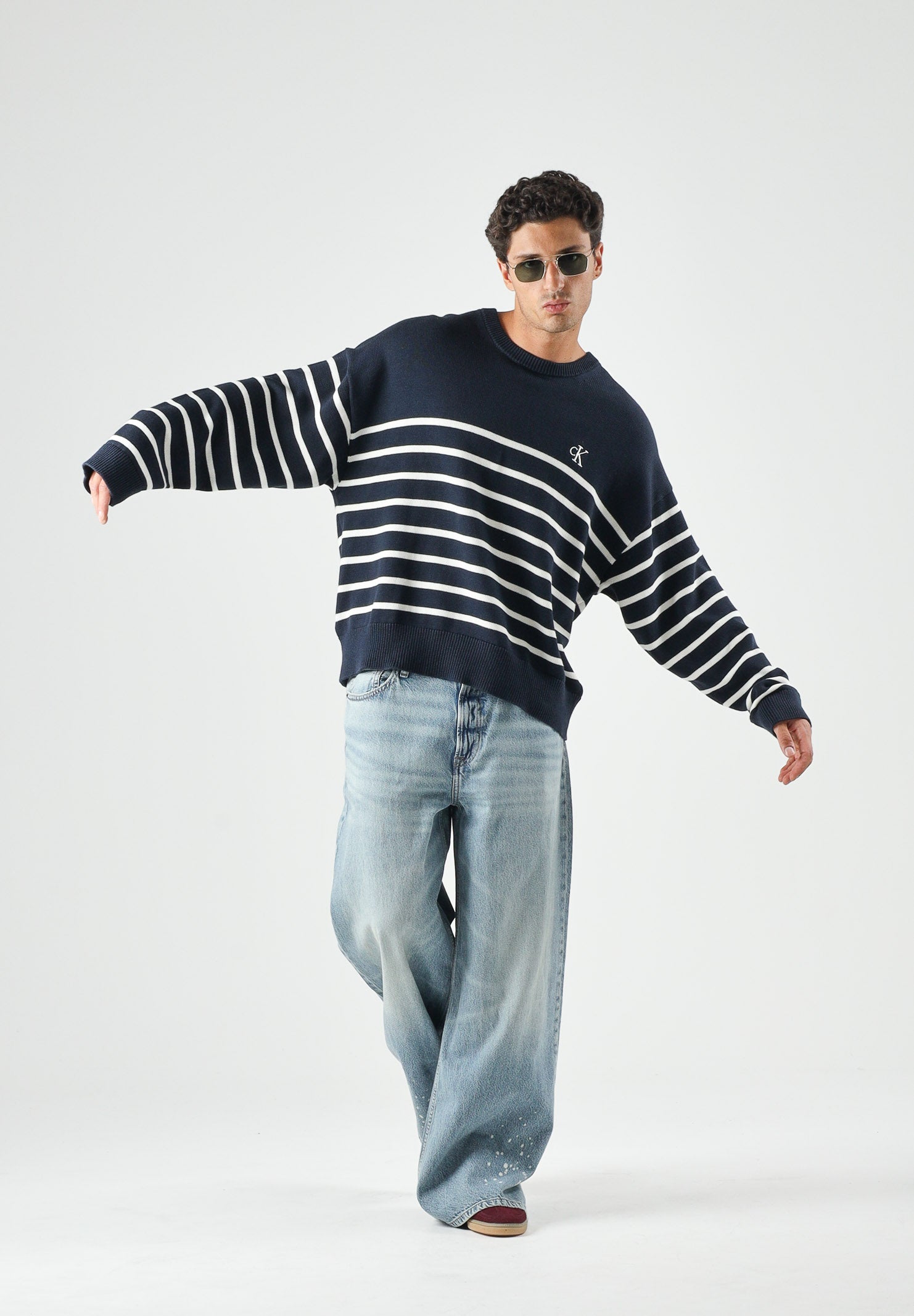 CALVIN KLEIN JEANS Maglione girocollo Dark Sapphire, blu navy da uomo. LV04RG305G CEF CALVIN KLEIN JEANS