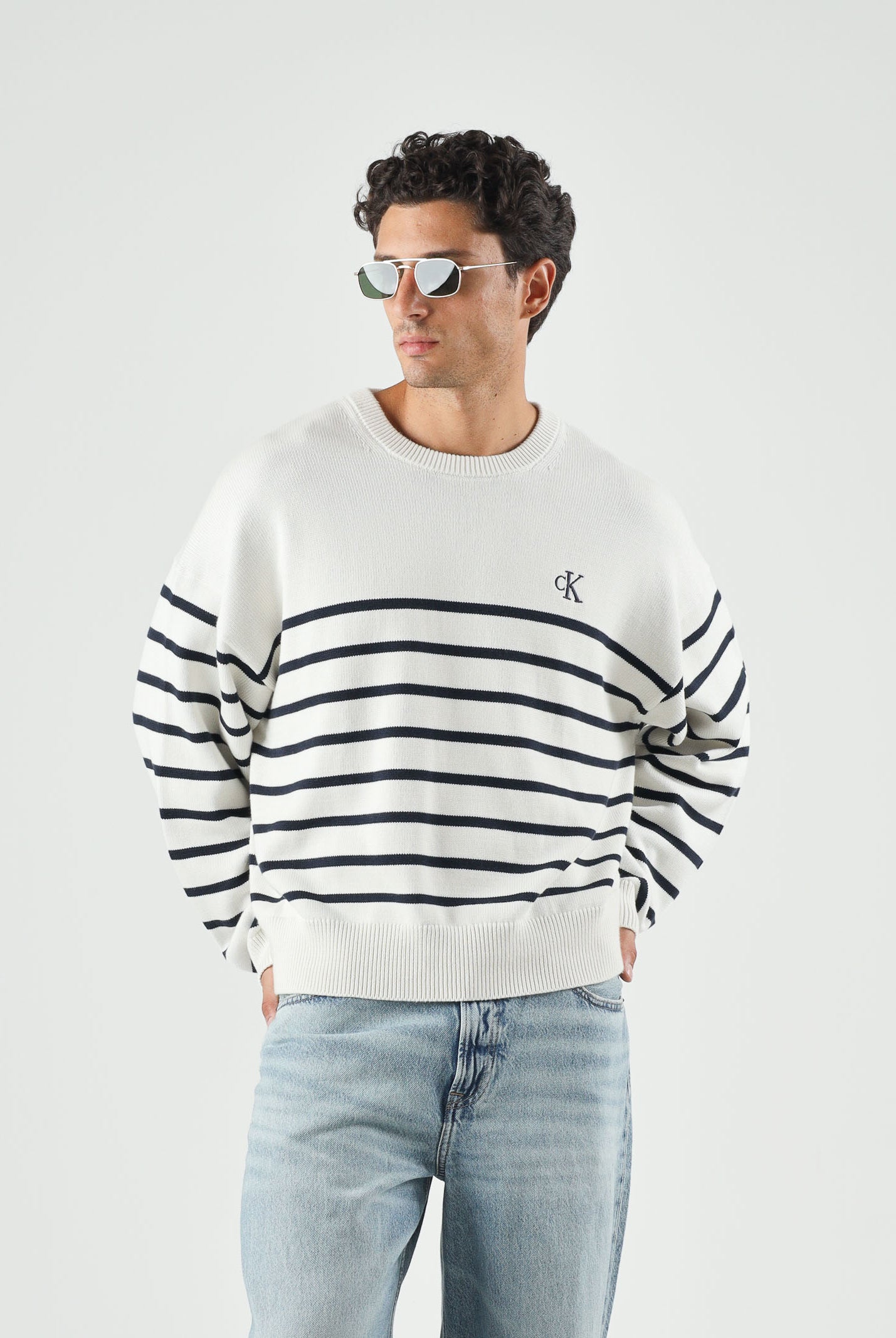 CALVIN KLEIN JEANS Maglione girocollo colore Tofu, beige chiaro da uomo. LV04RG305G YAS CALVIN KLEIN JEANS