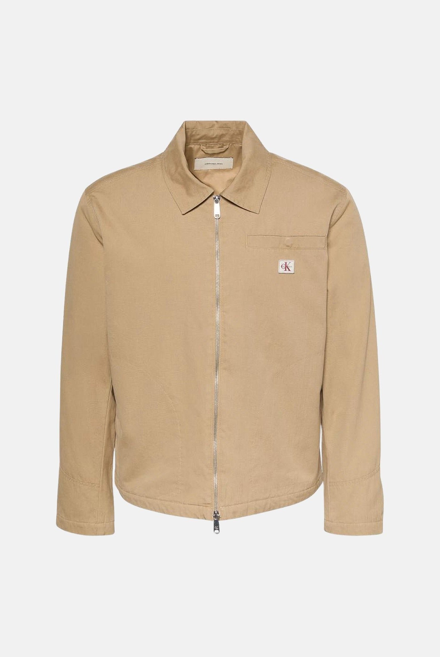 CALVIN KLEIN JEANS Giubbotto di jeans con zip Cornstalk beige da uomo in tinta unita LV04RG405G PBE CALVIN KLEIN JEANS