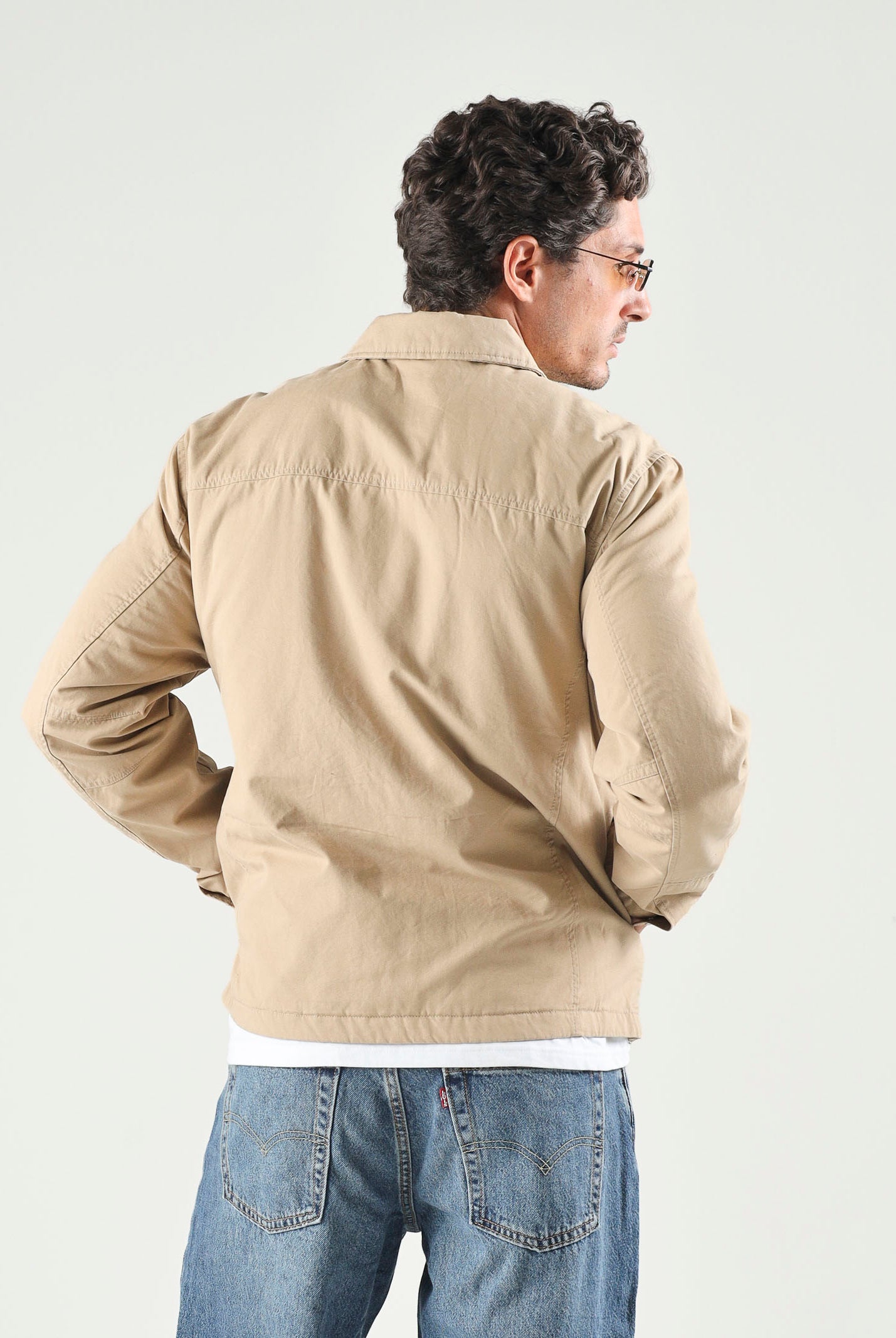 CALVIN KLEIN JEANS Giubbotto di jeans con zip Cornstalk beige da uomo in tinta unita LV04RG405G PBE CALVIN KLEIN JEANS