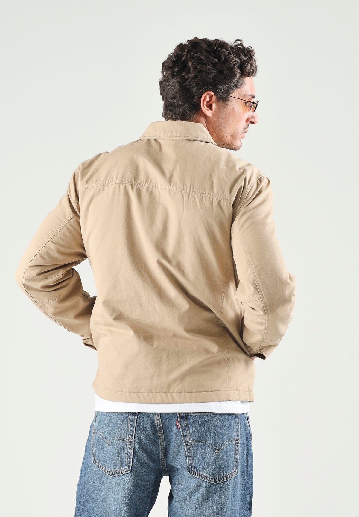 CALVIN KLEIN JEANS Giubbotto di jeans con zip Cornstalk beige da uomo in tinta unita LV04RG405G PBE CALVIN KLEIN JEANS