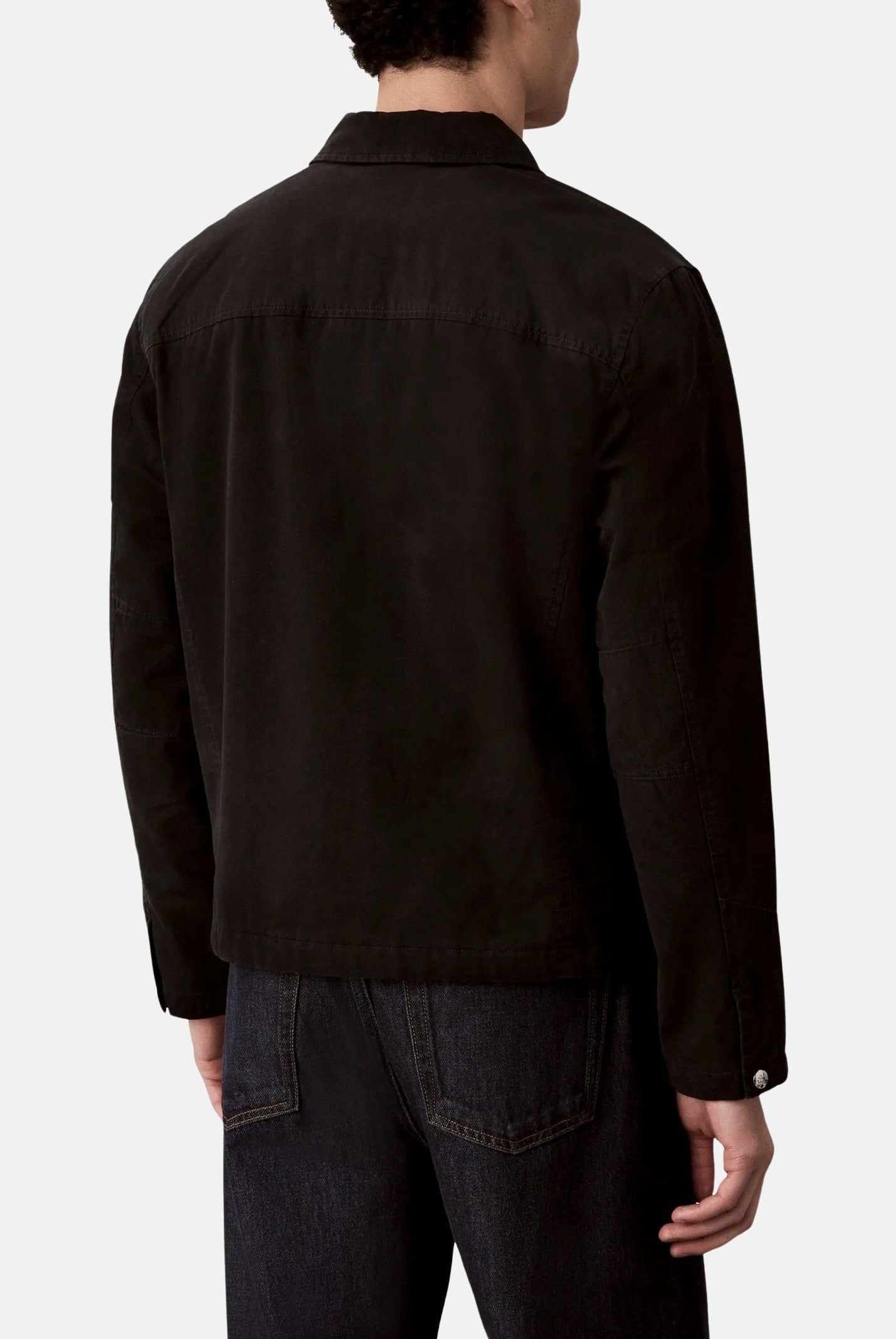 CALVIN KLEIN JEANS Giubbotto di jeans con zip nero da uomo in tinta unita LV04RG405G UB1 CALVIN KLEIN JEANS