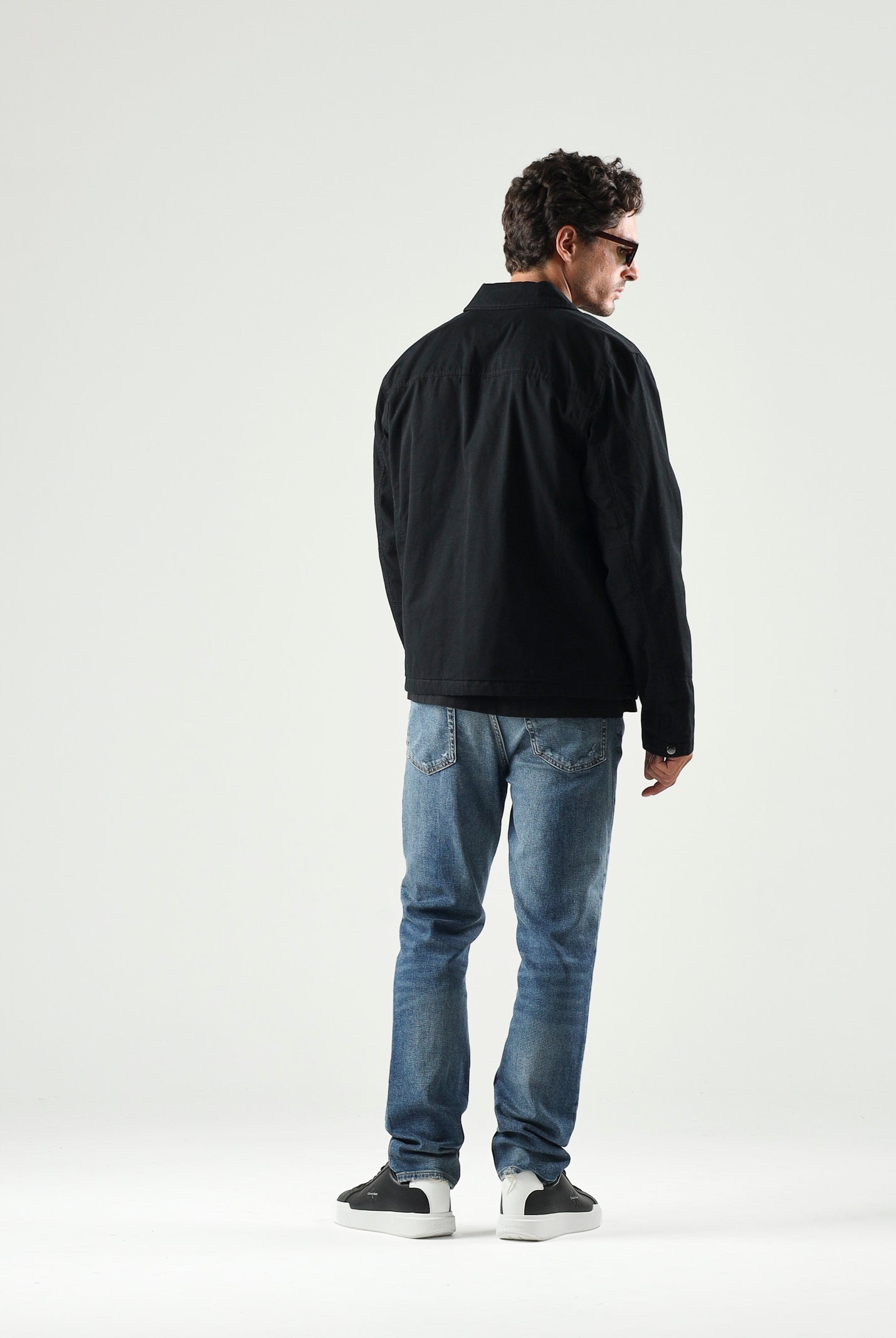 CALVIN KLEIN JEANS Giubbotto di jeans con zip nero da uomo in tinta unita LV04RG405G UB1 CALVIN KLEIN JEANS