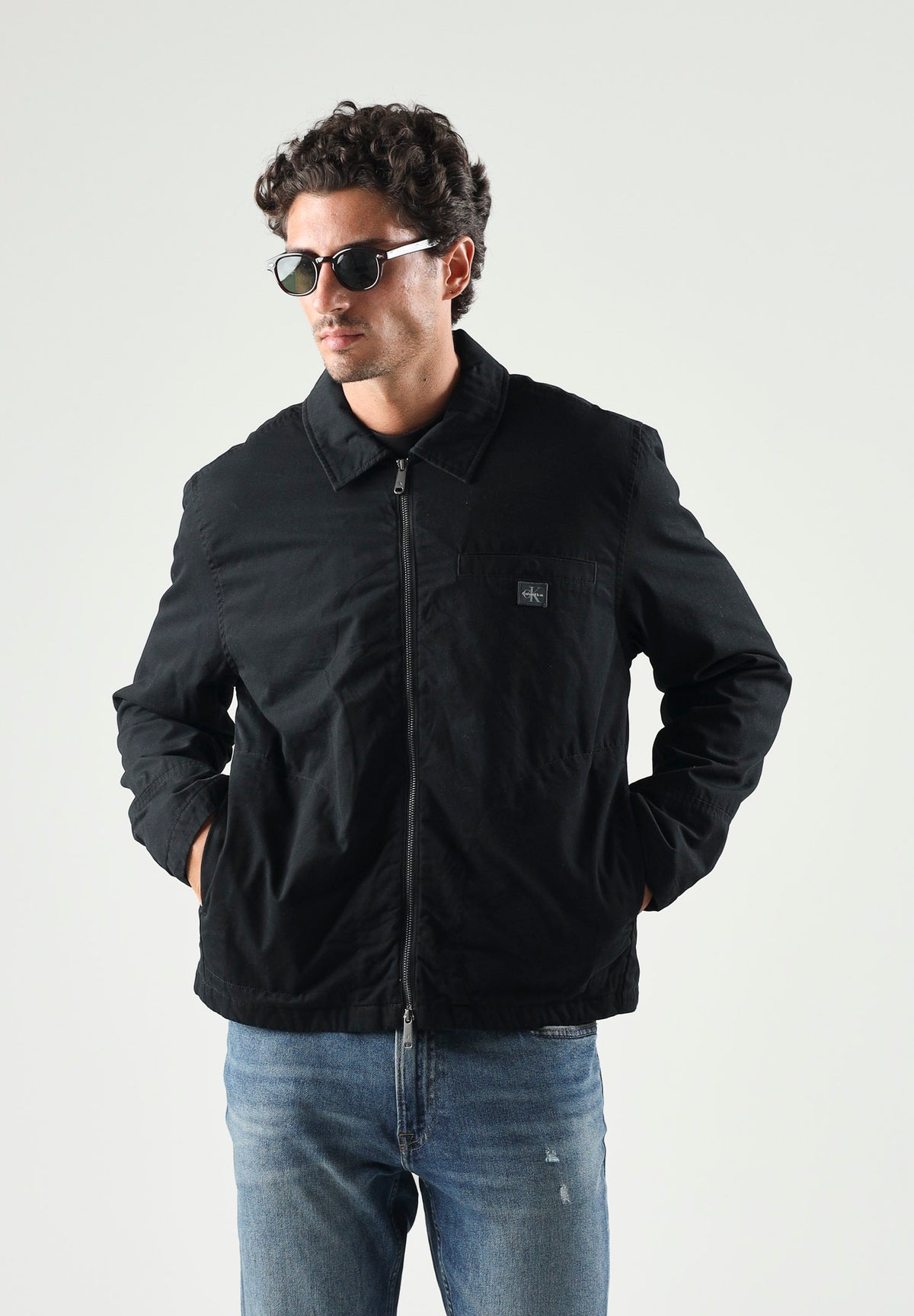 CALVIN KLEIN JEANS Giubbotto con zip nero da uomo in tinta unita LV04RG405G UB1 CALVIN KLEIN JEANS