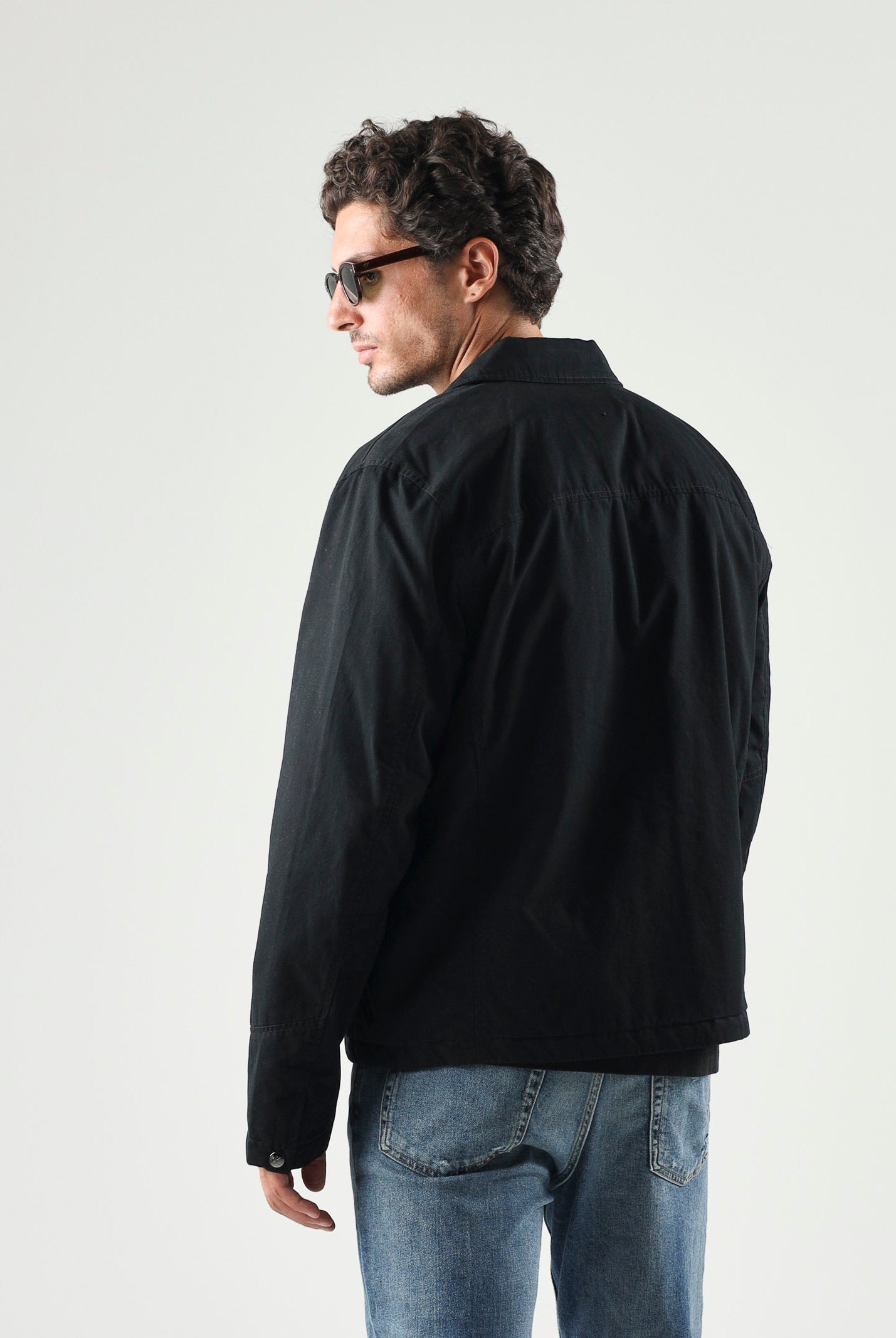 CALVIN KLEIN JEANS Giubbotto di jeans con zip nero da uomo in tinta unita LV04RG405G UB1 CALVIN KLEIN JEANS
