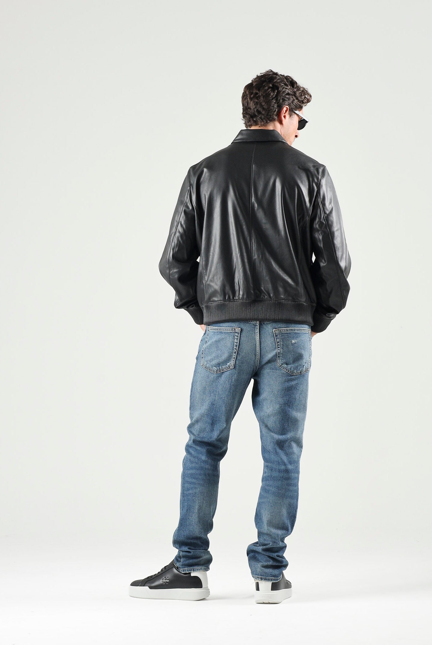 CALVIN KLEIN JEANS Giubbotto LS FAUX LEATHER nero da uomo in tinta unita effetto pelle. LV04RG406G UB1 CALVIN KLEIN JEANS