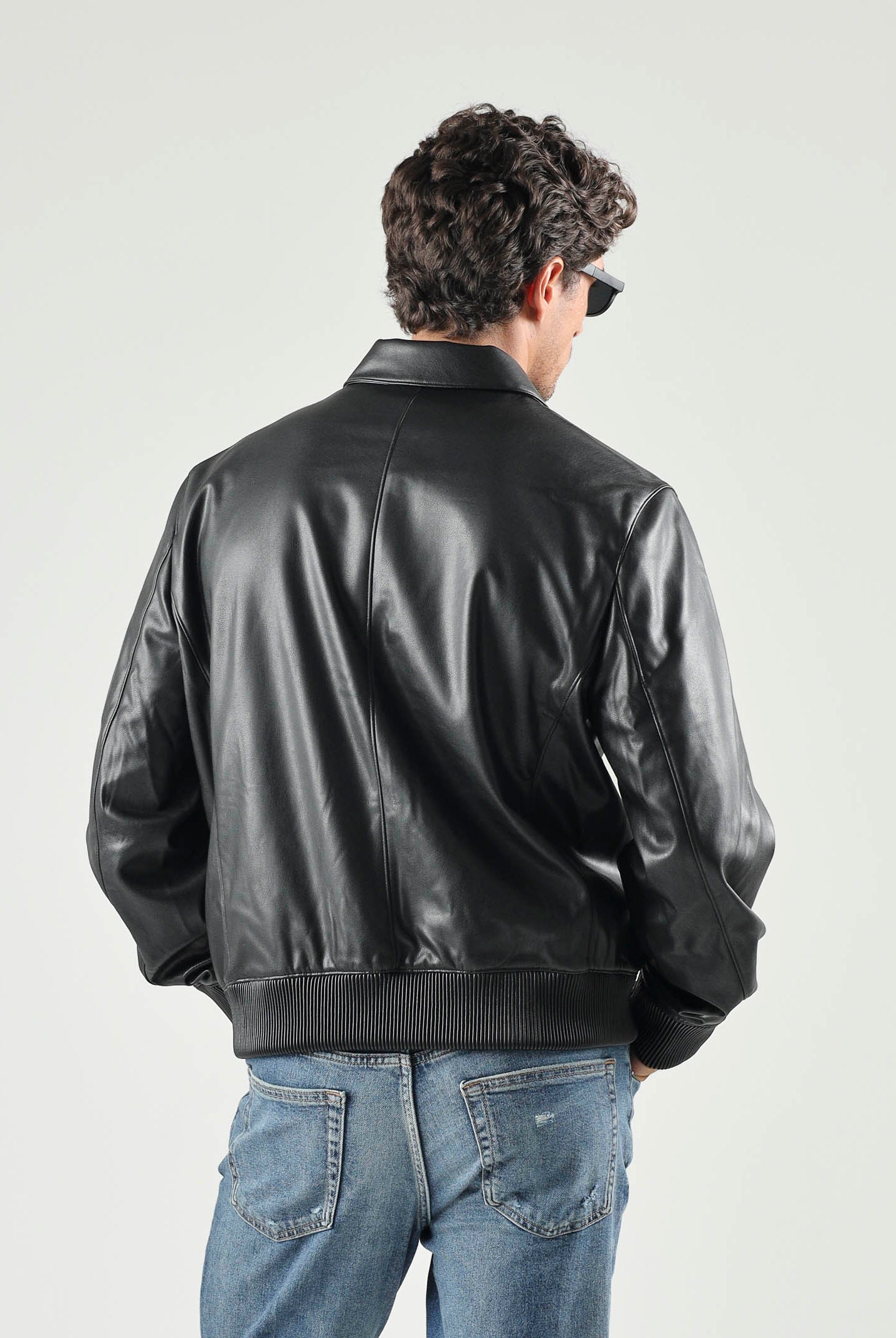 CALVIN KLEIN JEANS Giubbotto LS FAUX LEATHER nero da uomo in tinta unita effetto pelle. LV04RG406G UB1 CALVIN KLEIN JEANS