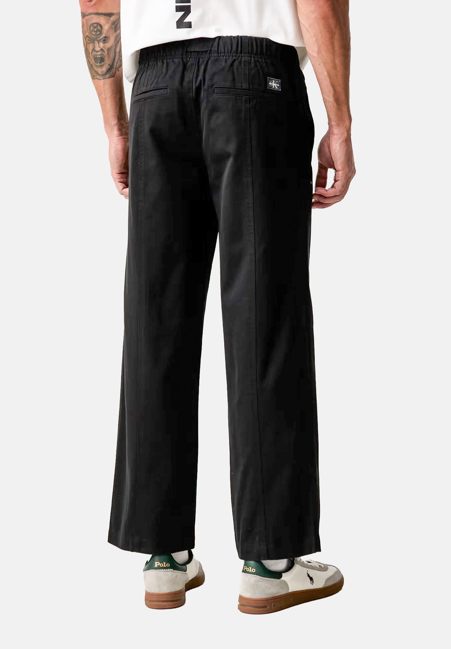 CALVIN KLEIN JEANS Pantaloni baggy in twill di cotone colore Black, nero, da uomo. LV04RG615G UB1 CALVIN KLEIN JEANS