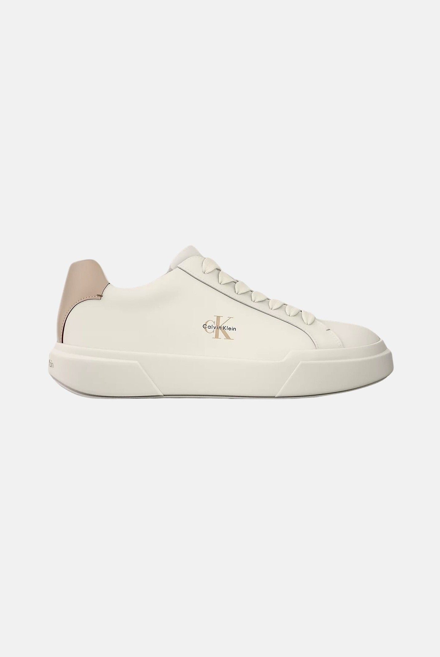 CALVIN KLEIN JEANS Sneakers CHUNKY CUPSOLE marshmallow bianco panna-beige da uomo in pelle liscia bicolore<BR/> YM0YM01344 0LC CALVIN KLEIN JEANS