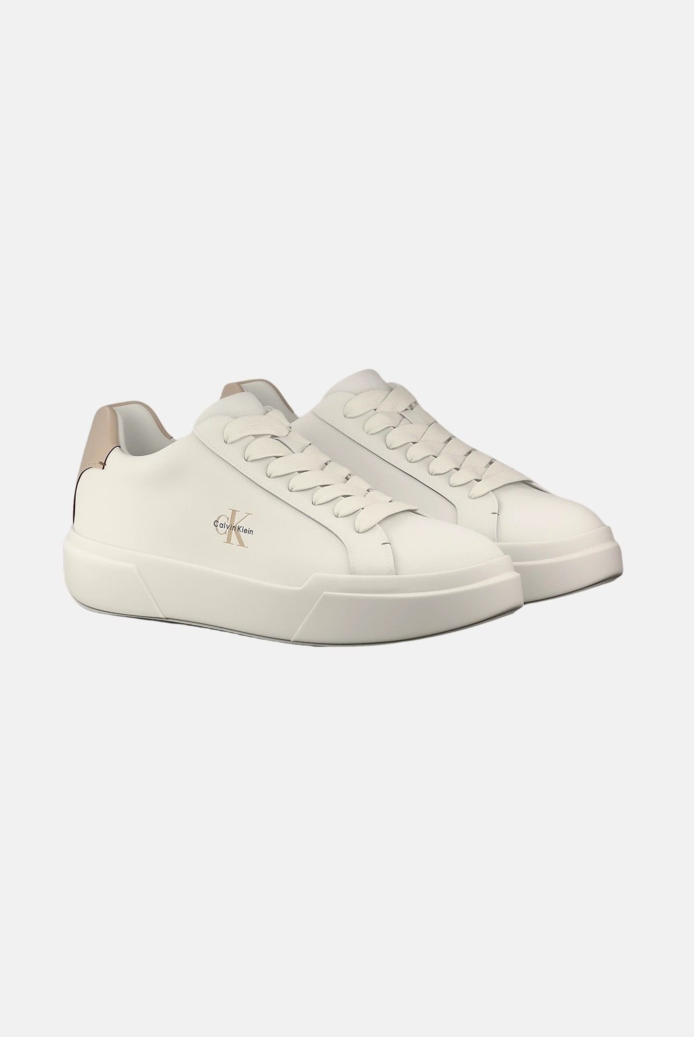 CALVIN KLEIN JEANS Sneakers CHUNKY CUPSOLE marshmallow bianco panna-beige da uomo in pelle liscia bicolore<BR/> YM0YM01344 0LC CALVIN KLEIN JEANS