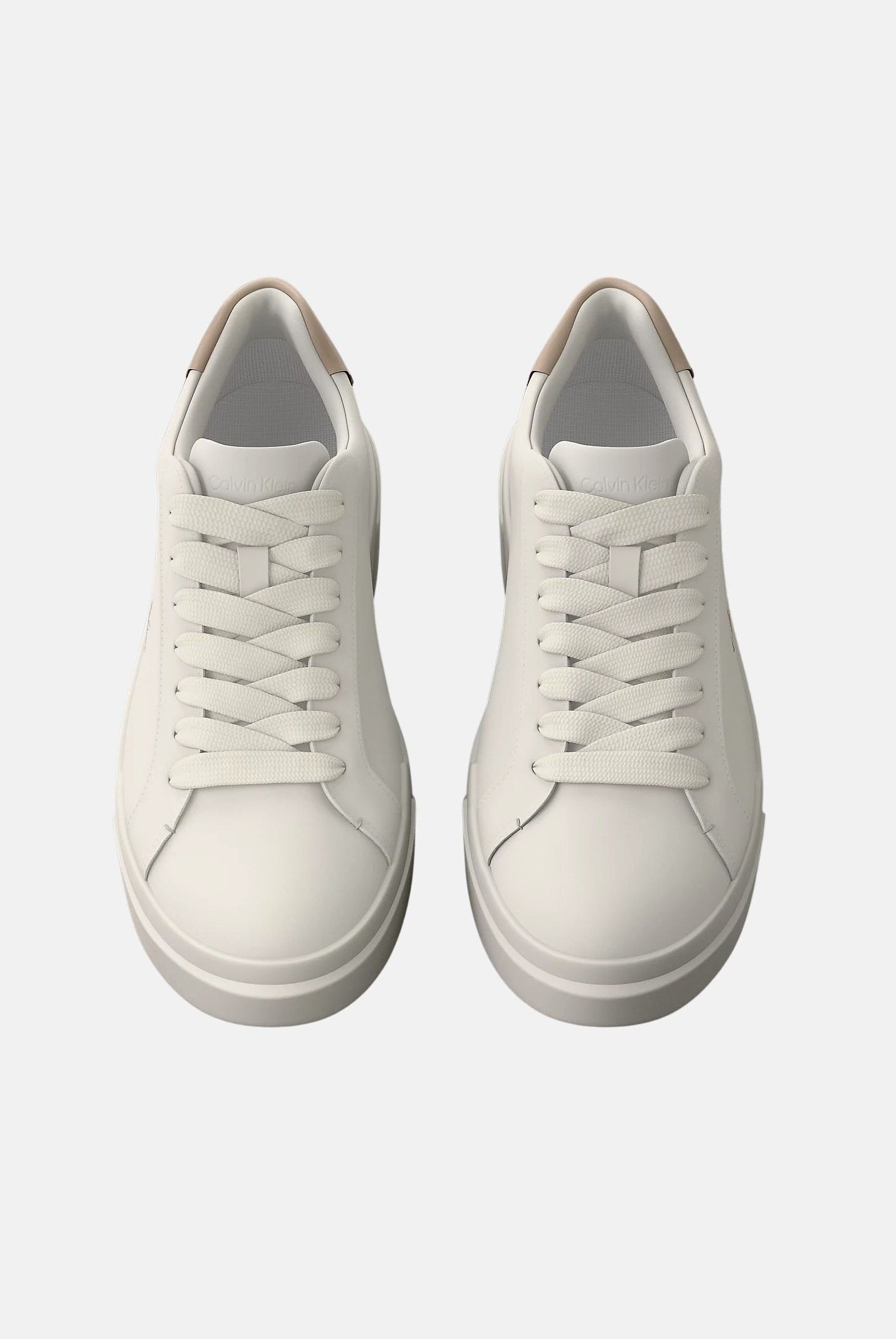 CALVIN KLEIN JEANS Sneakers CHUNKY CUPSOLE marshmallow bianco panna-beige da uomo in pelle liscia bicolore<BR/> YM0YM01344 0LC CALVIN KLEIN JEANS