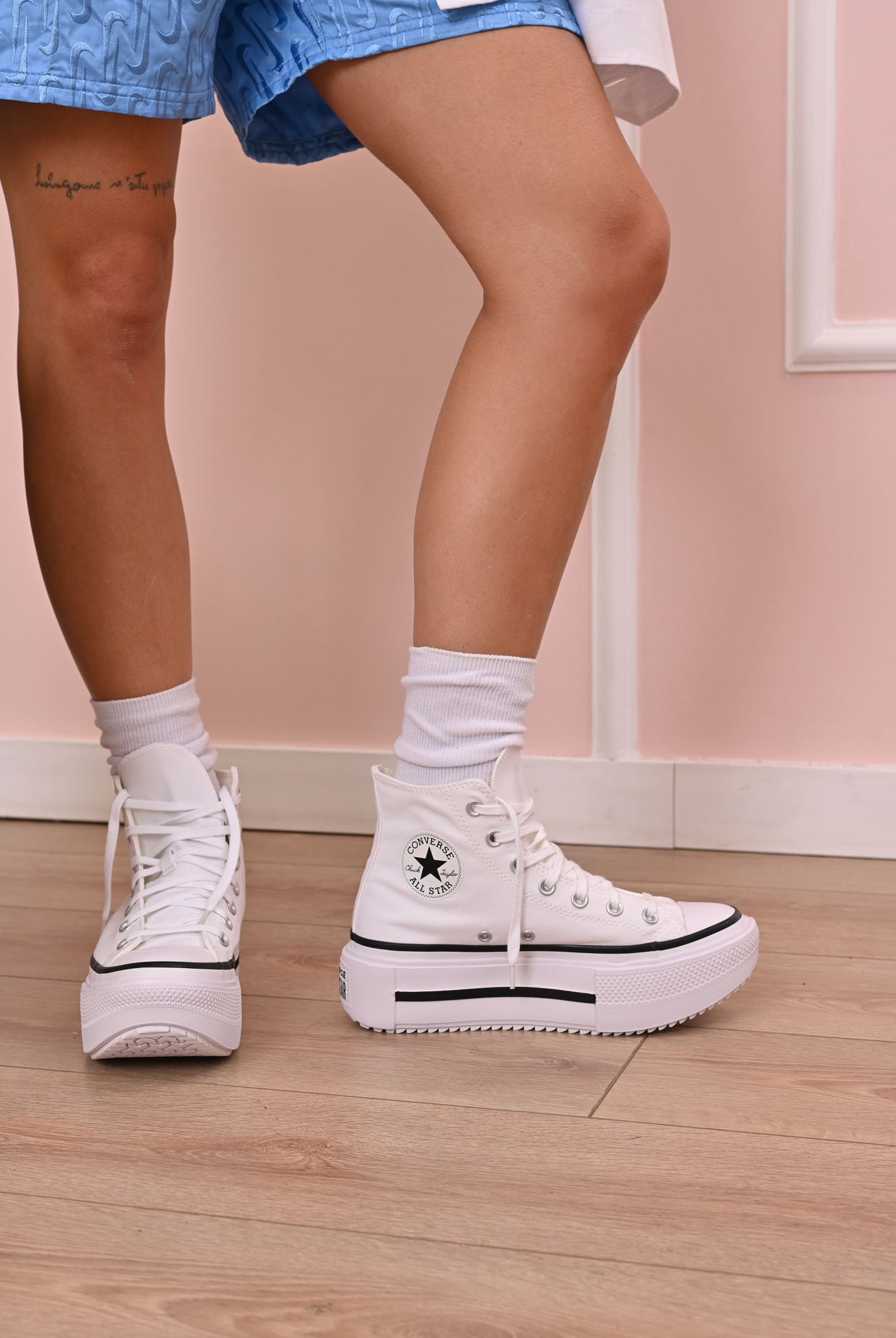 CONVERSE Sneakers Chuck Taylor All Star Lift Double Stack bianche da donna A12976C . CONVERSE