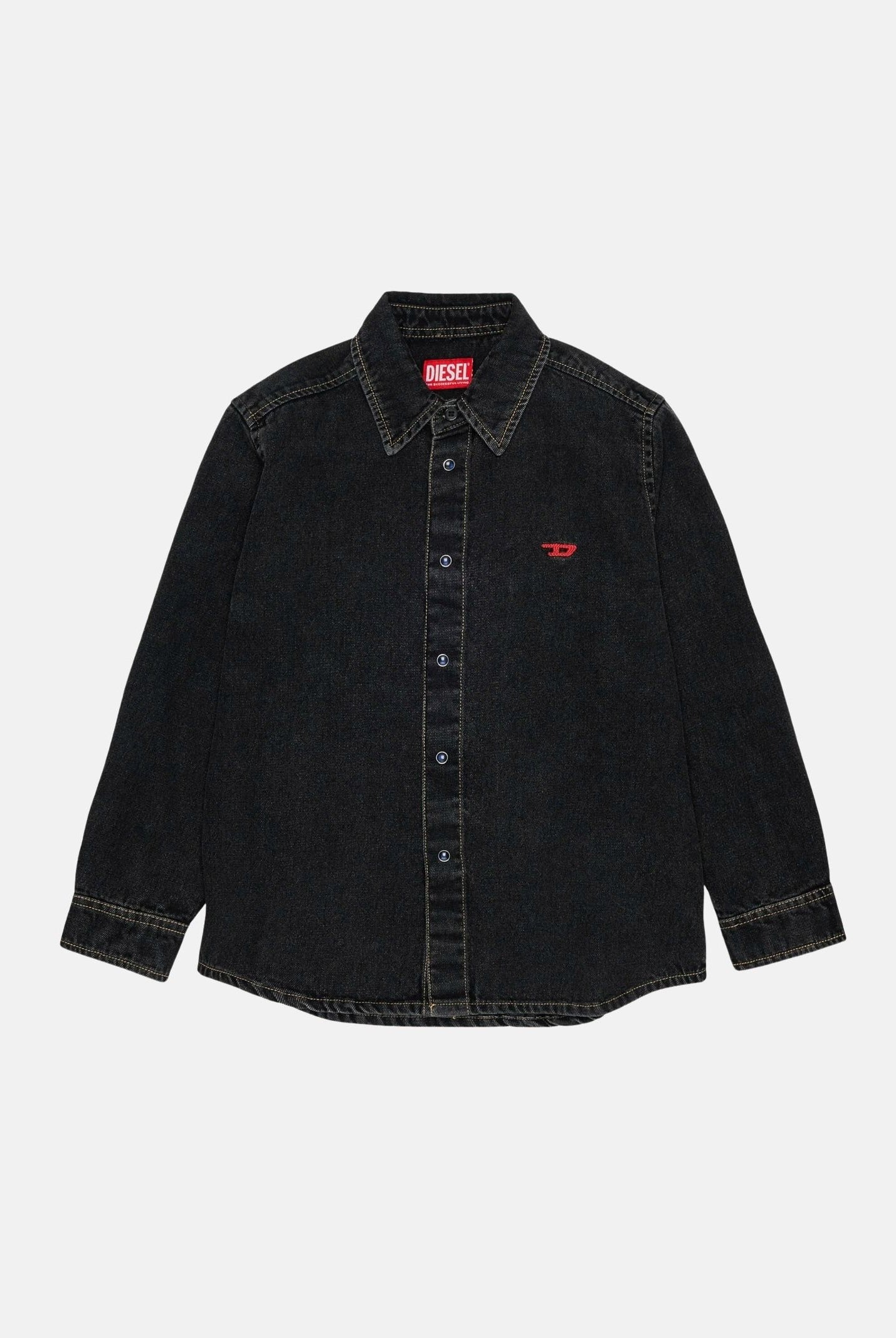 DIESEL Camicia di jeans CSIMPLY-OVER nero per donna, ragazzi e bambini con lavaggio sfumato e logo D ricamato. J01330KXBU6 K02 DIESEL