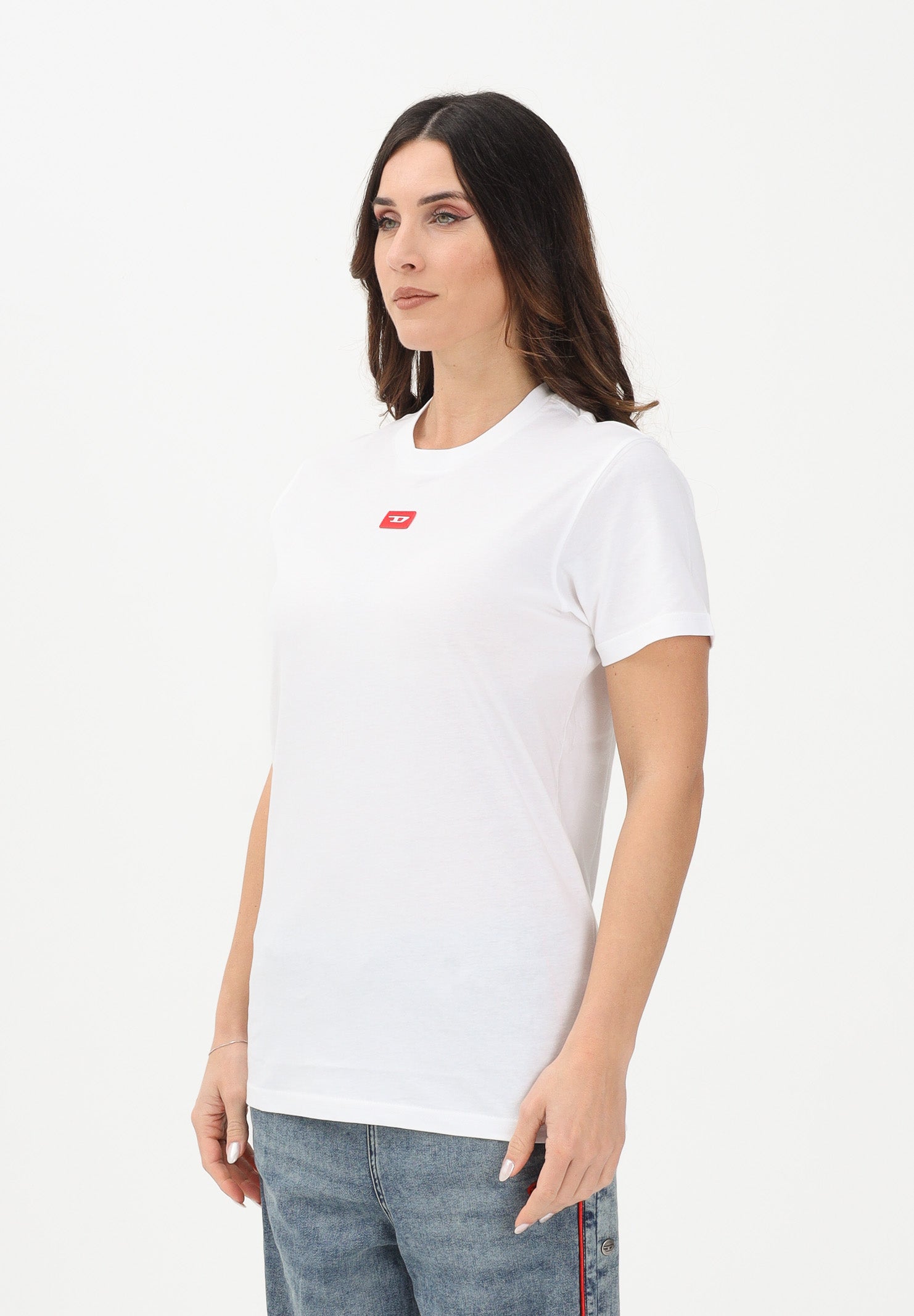 DIESEL T-shirt a manica corta bianca per donna, ragazzi e bambini con logo J025010GRAI K100 DIESEL