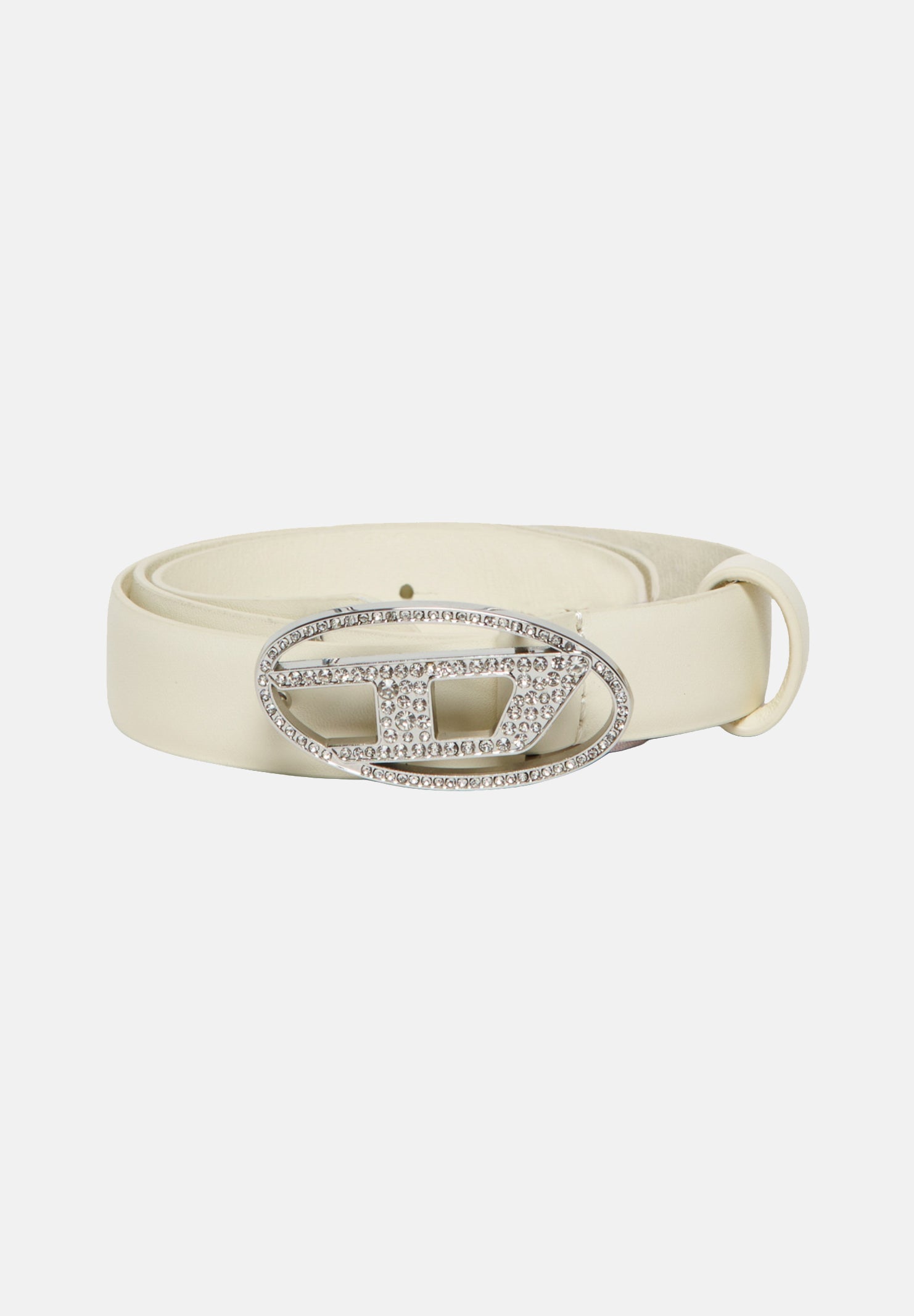 DIESEL Cintura bianca da donna con fibbia impreziosita da strass J02524KXBLR K141 DIESEL