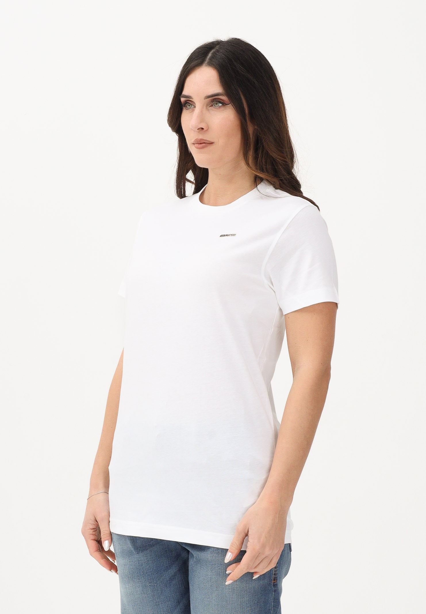 DIESEL T-shirt a manica corta bianca per donna, ragazzi e bambini con logo J027710CATM K100 DIESEL