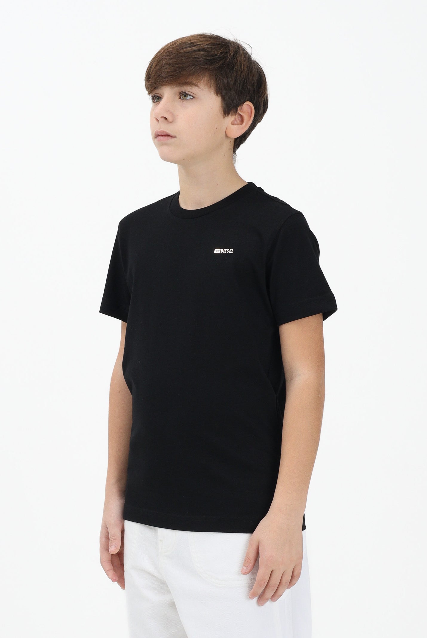 DIESEL T-shirt a manica corta nera per donna, ragazzi e bambini con logo J027710CATM K900 DIESEL