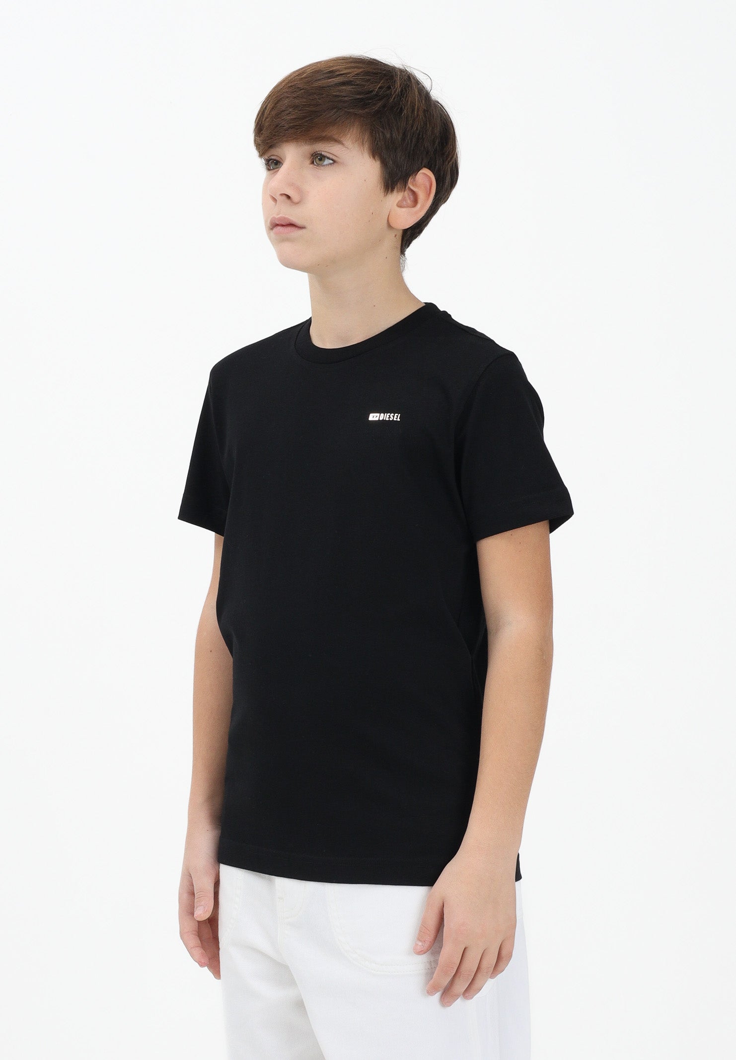 DIESEL T-shirt a manica corta nera per donna, ragazzi e bambini con logo J027710CATM K900 DIESEL