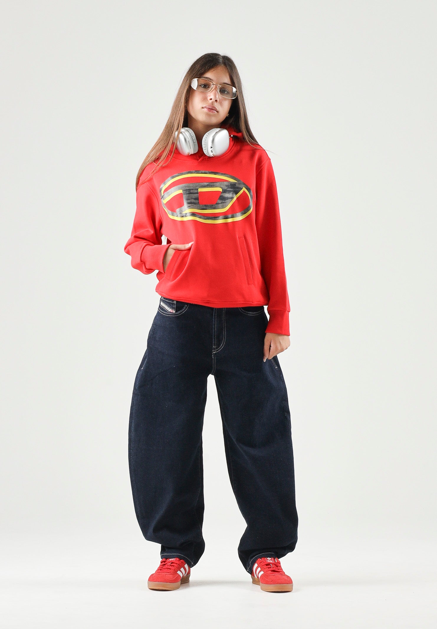 DIESEL Jeans D-MILTY denim blu scuro, per donna, ragazzi e bambini con cuciture a contrasto. J02885KXBUS K01 DIESEL