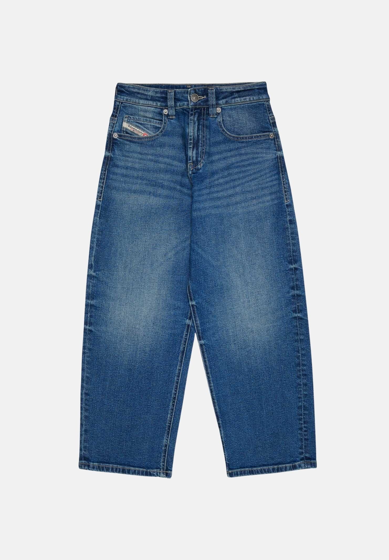 DIESEL Jeans D-DEVON denim blu medio, per donna, ragazzi e bambini con cuciture a contrasto J02889KXBU3 K01 DIESEL