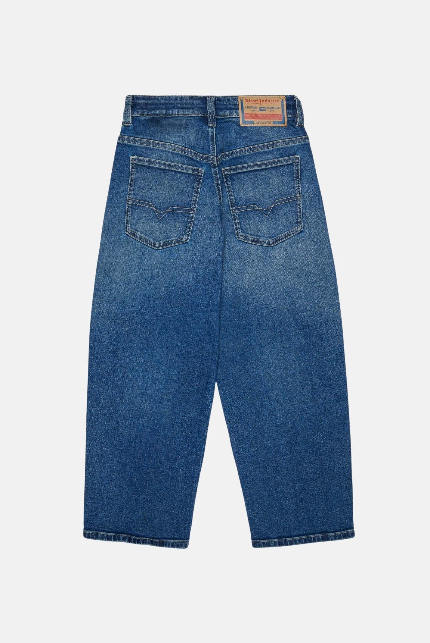DIESEL Jeans D-DEVON denim blu medio, per donna, ragazzi e bambini con cuciture a contrasto J02889KXBU3 K01 DIESEL