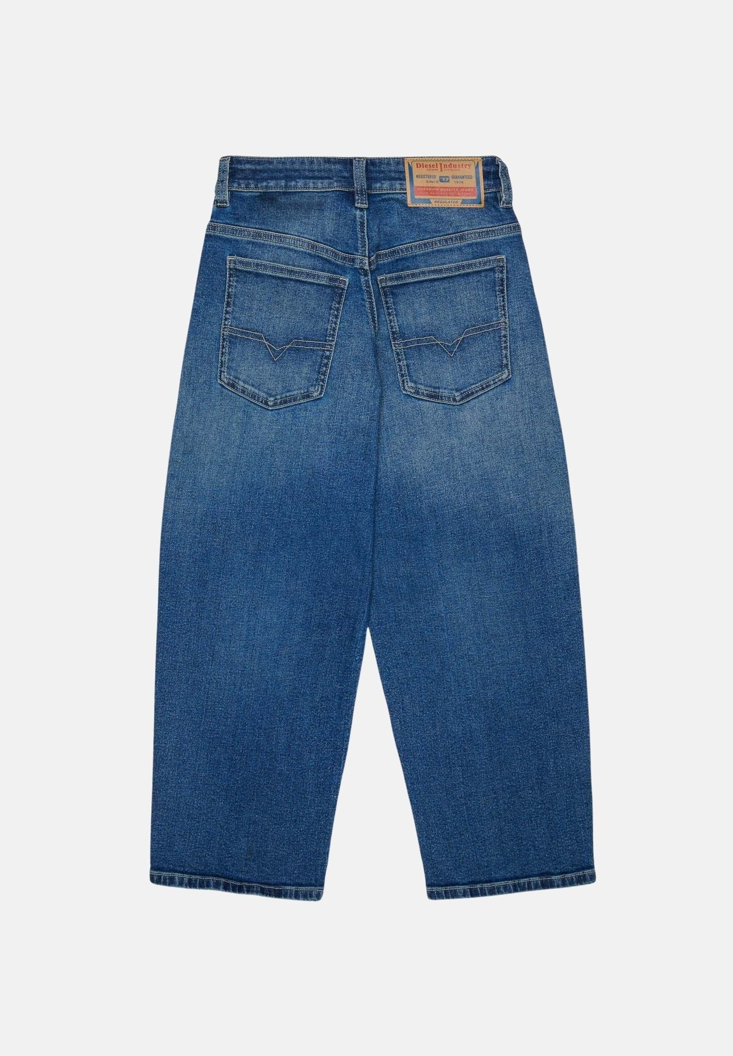 DIESEL Jeans D-DEVON denim blu medio, per donna, ragazzi e bambini con cuciture a contrasto J02889KXBU3 K01 DIESEL