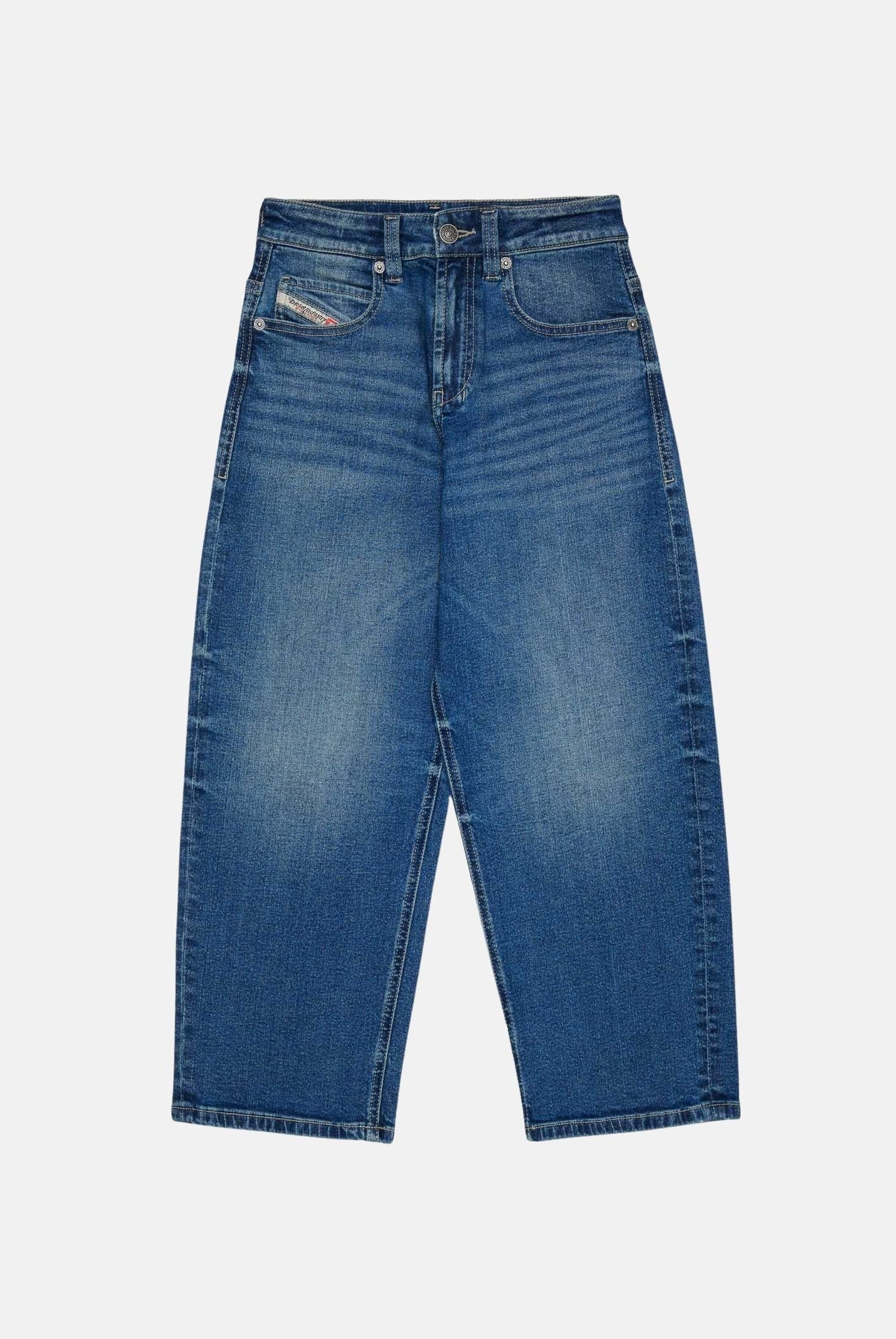 DIESEL Jeans D-DEVON denim blu medio, per donna, ragazzi e bambini con cuciture a contrasto J02889KXBU3 K01 DIESEL