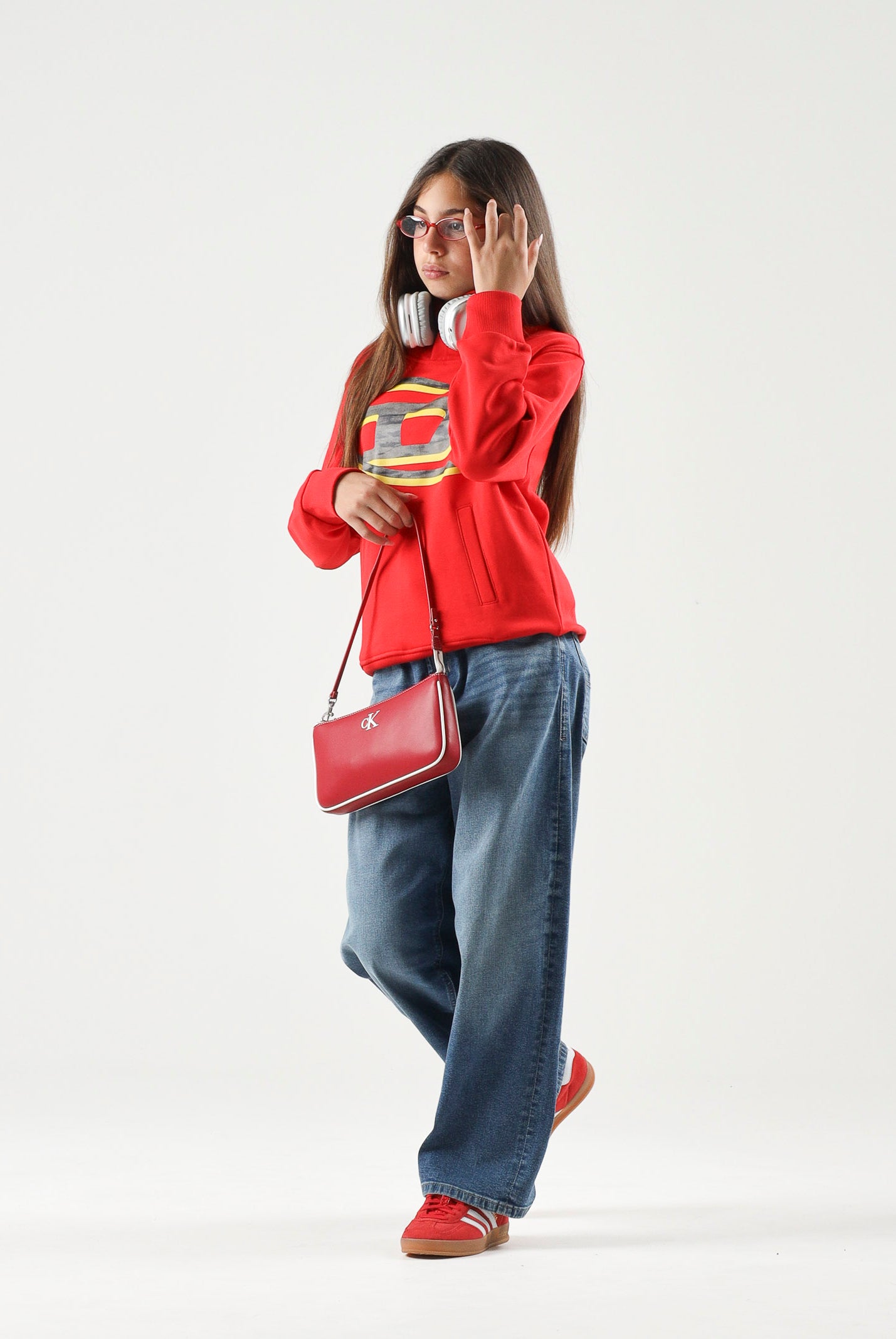 DIESEL Jeans D-DEVON denim blu medio, per donna, ragazzi e bambini con cuciture a contrasto J02889KXBU3 K01 DIESEL