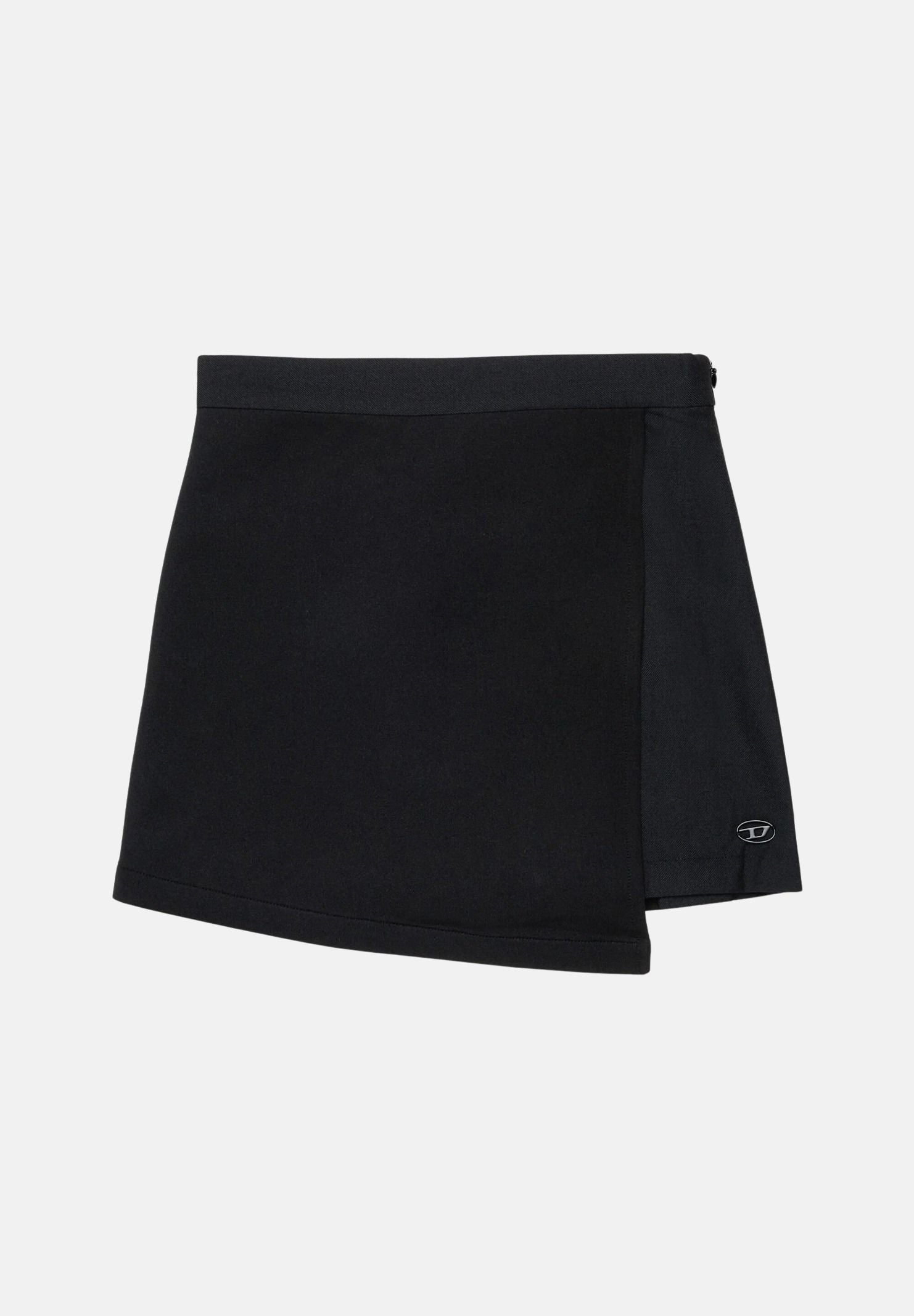 DIESEL Gonna GREBY colore nero per donna, ragazzi e bambini con design plissettato e taglio asimmetrico.<BR/> J02902KXBSJ K900 DIESEL
