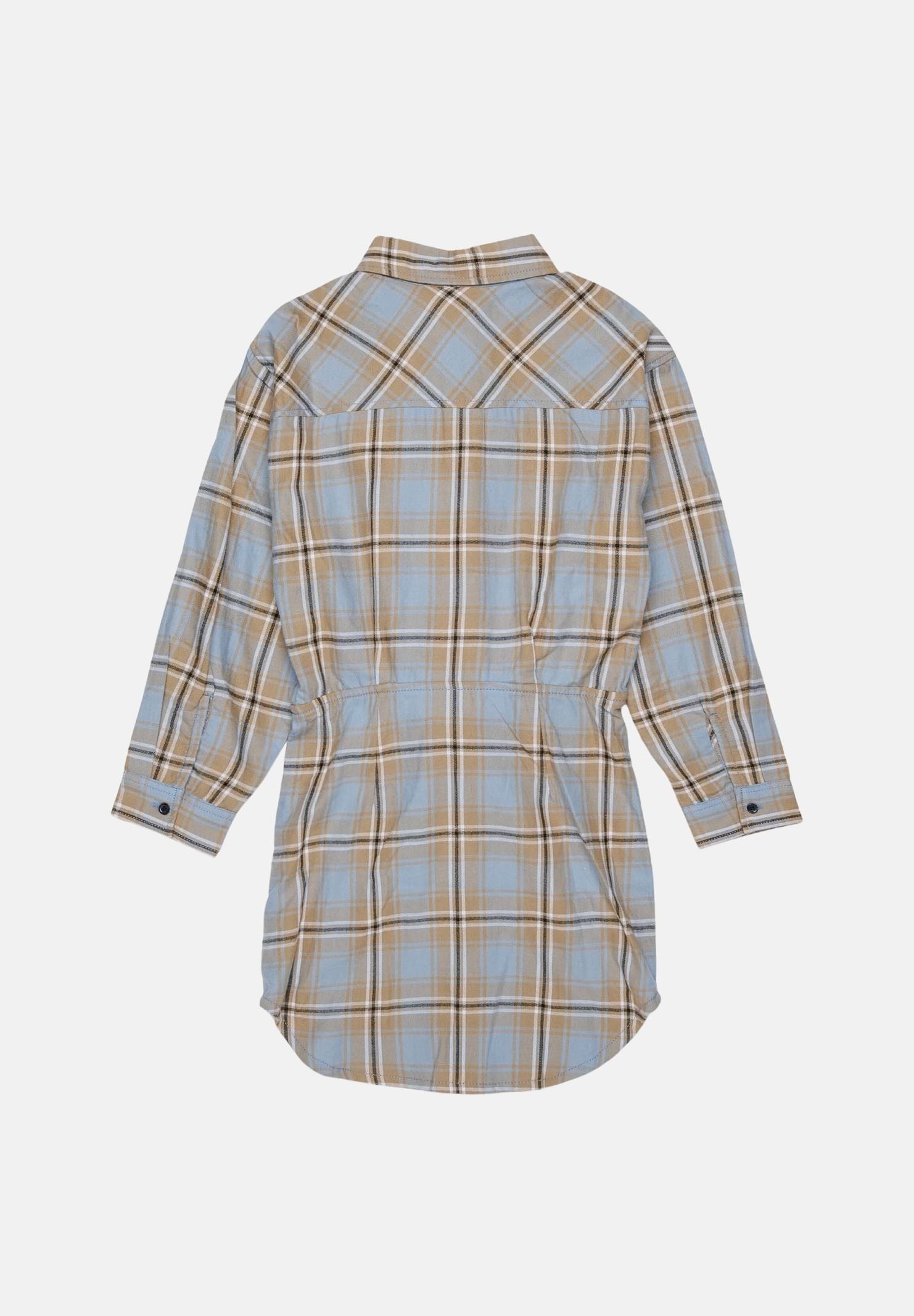 DIESEL Abito camicia corto CHEMISIER a quadri azzurro polvere e beige per donna e ragazza. J02907KXBU9 K80U DIESEL