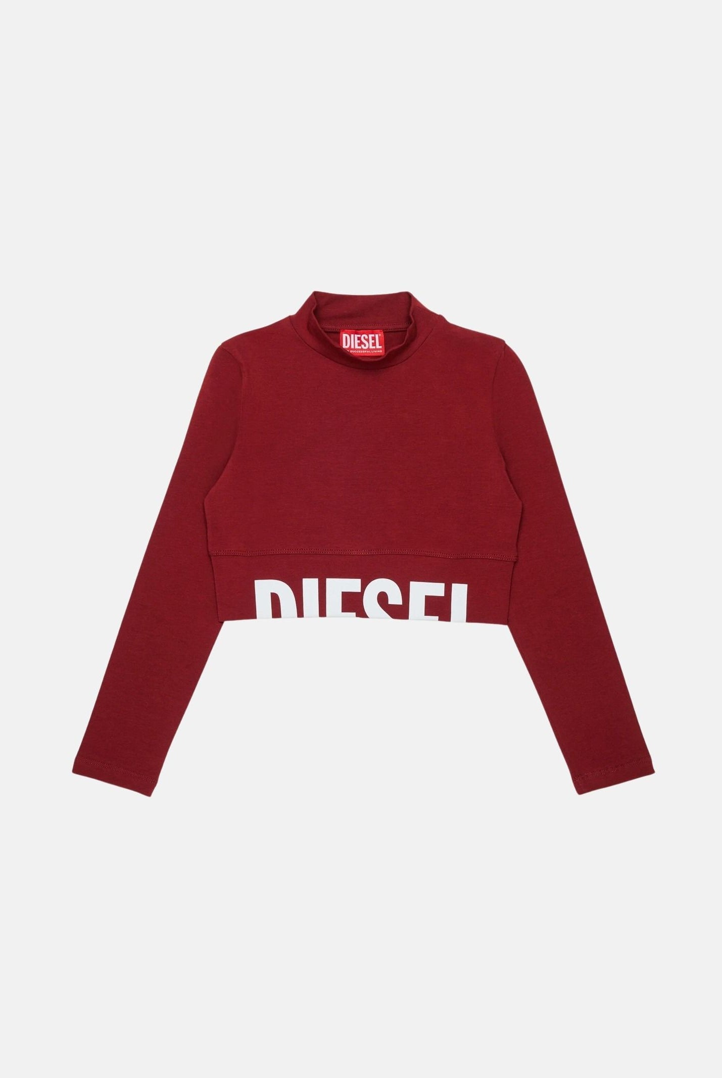 DIESEL T-shirt manica lunga TCEFILS Syrah bordeaux, per donna, ragazzi e bambini con logo frontale. J02935KYA0L K440 DIESEL