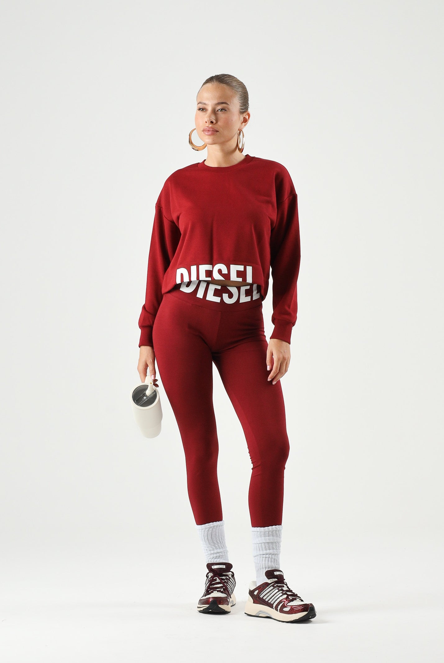 DIESEL Felpa cropped colore Syrah bordeaux, per donna, ragazzi e bambini con logo frontale J02936KYAZ3 K440 DIESEL