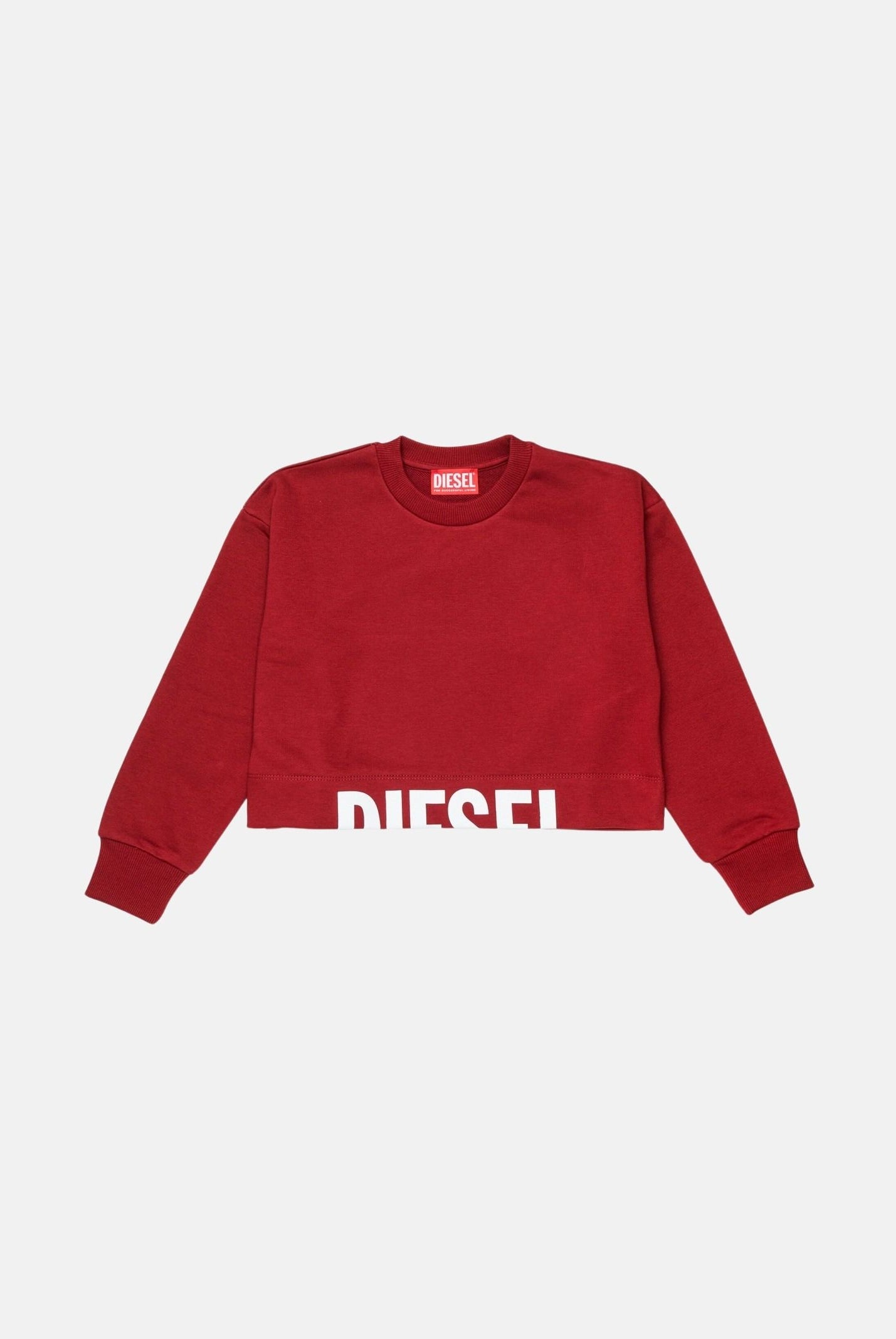 DIESEL Felpa cropped colore Syrah bordeaux, per donna, ragazzi e bambini con logo frontale J02936KYAZ3 K440 DIESEL