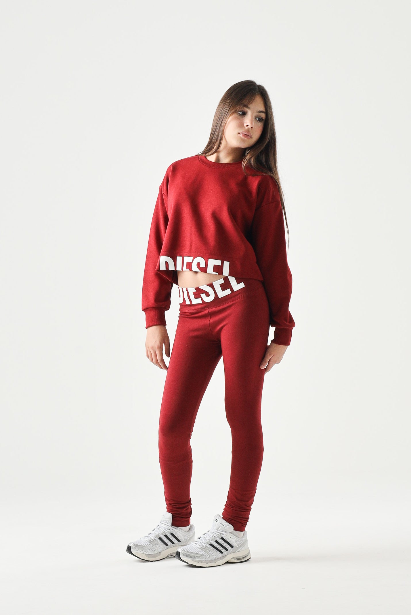 DIESEL Felpa cropped colore Syrah bordeaux, per donna, ragazzi e bambini con logo frontale J02936KYAZ3 K440 DIESEL